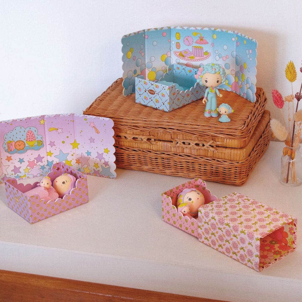 Djeco Tinyly Rose Tiny Room - Miniature Dollhouse Decor for Kids | Perfect for Pretend Play, Room Display & Collectibles
