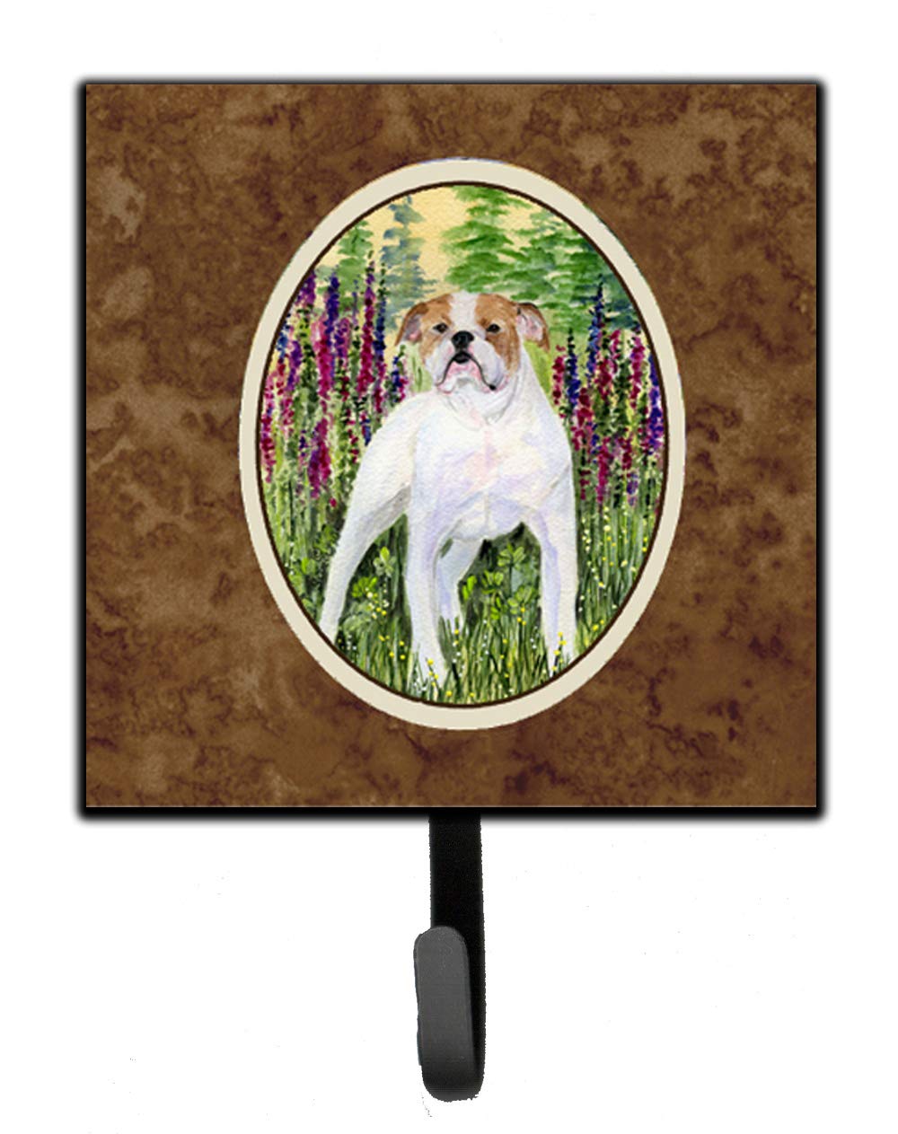 Caroline's Treasures SS8156SH4 English Bulldog Leash Holder & Key Hook - Small Multicolor Wall Organizer for Pet Accessories & Home Decor - Perfect for Entryway, Mudroom or Dog Lover's Gift