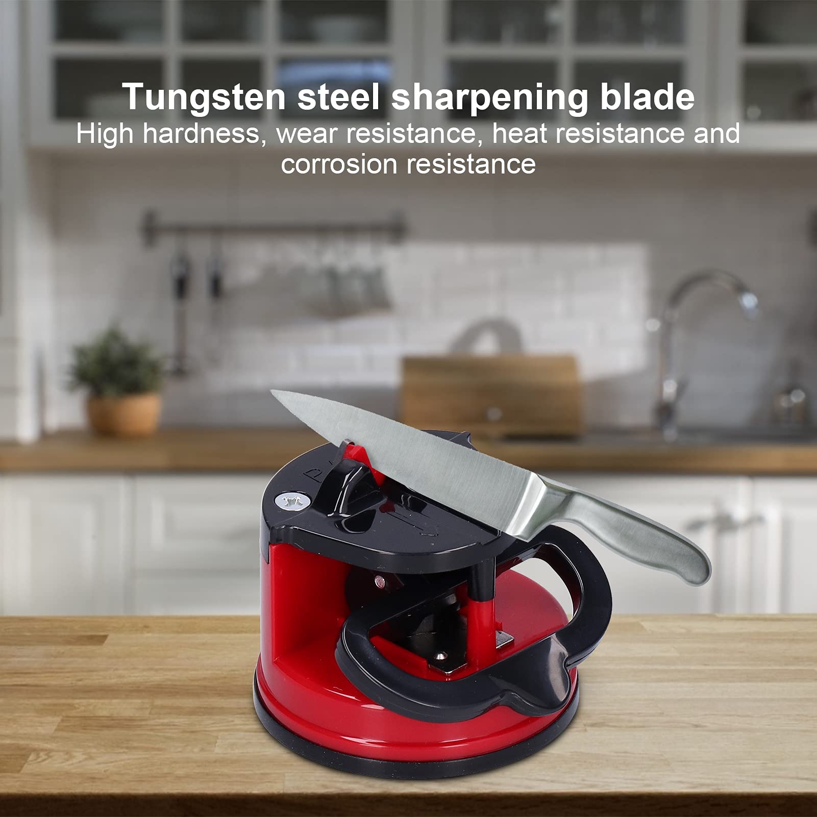Premium Knife Sharpening Stone - High Hardness Manual Sharpener with Suction Cup for Kitchen Knives & Scissors (Red) - Perfect for Home Cooks & Professional Chefs