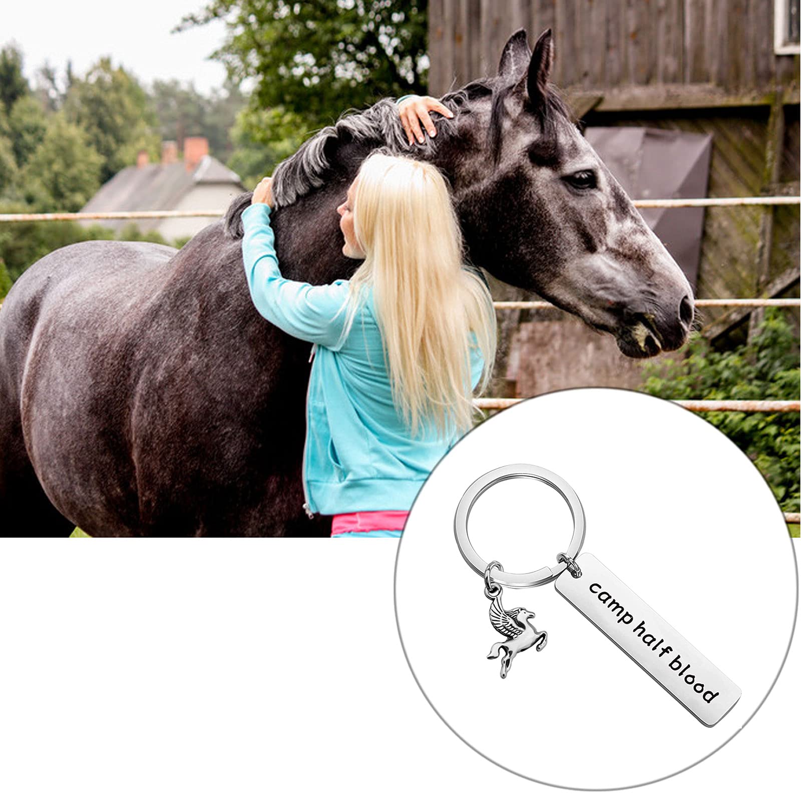 Camp Half Blood Bracelet & Keychain Set - Percy Jackson Inspired Horse Charm Jewelry - Perfect Gift for Fans of Mythology & Movies - Great for Cosplay, Collecting, and Daily Wear