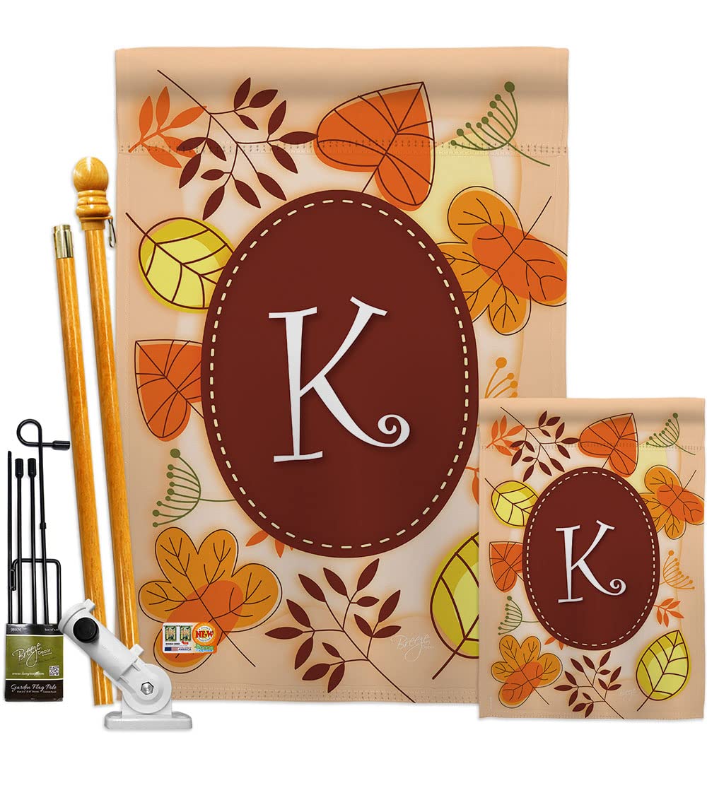 Breeze Decor K Initial Fall Harvest Vertical Kit - House & Garden Flags for Autumn Decor