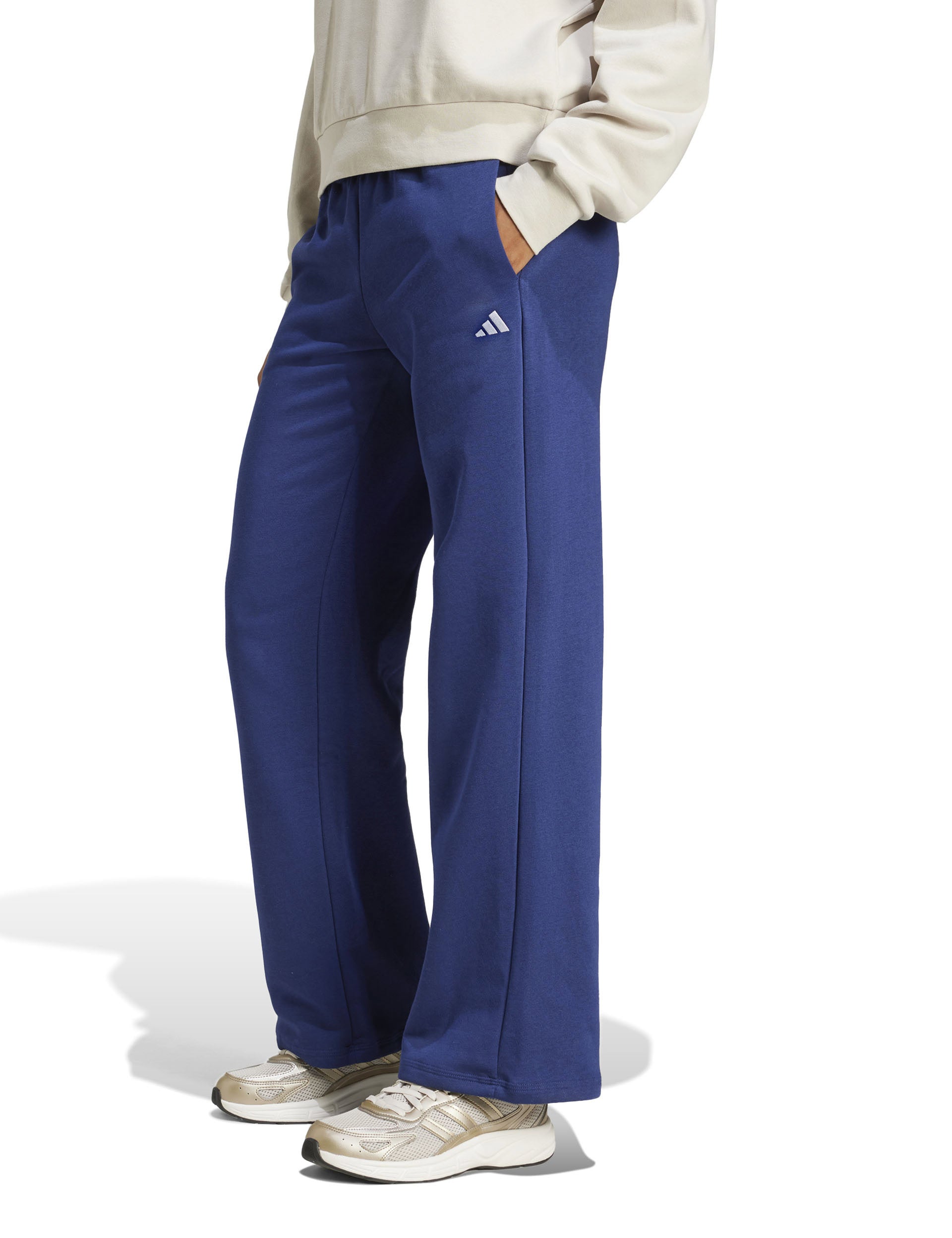 Essentials Small Logo Cozy Open Hem Joggers - Dark Blue/White | Comfortable Lounge Pants for Home, Gym & Casual Wear