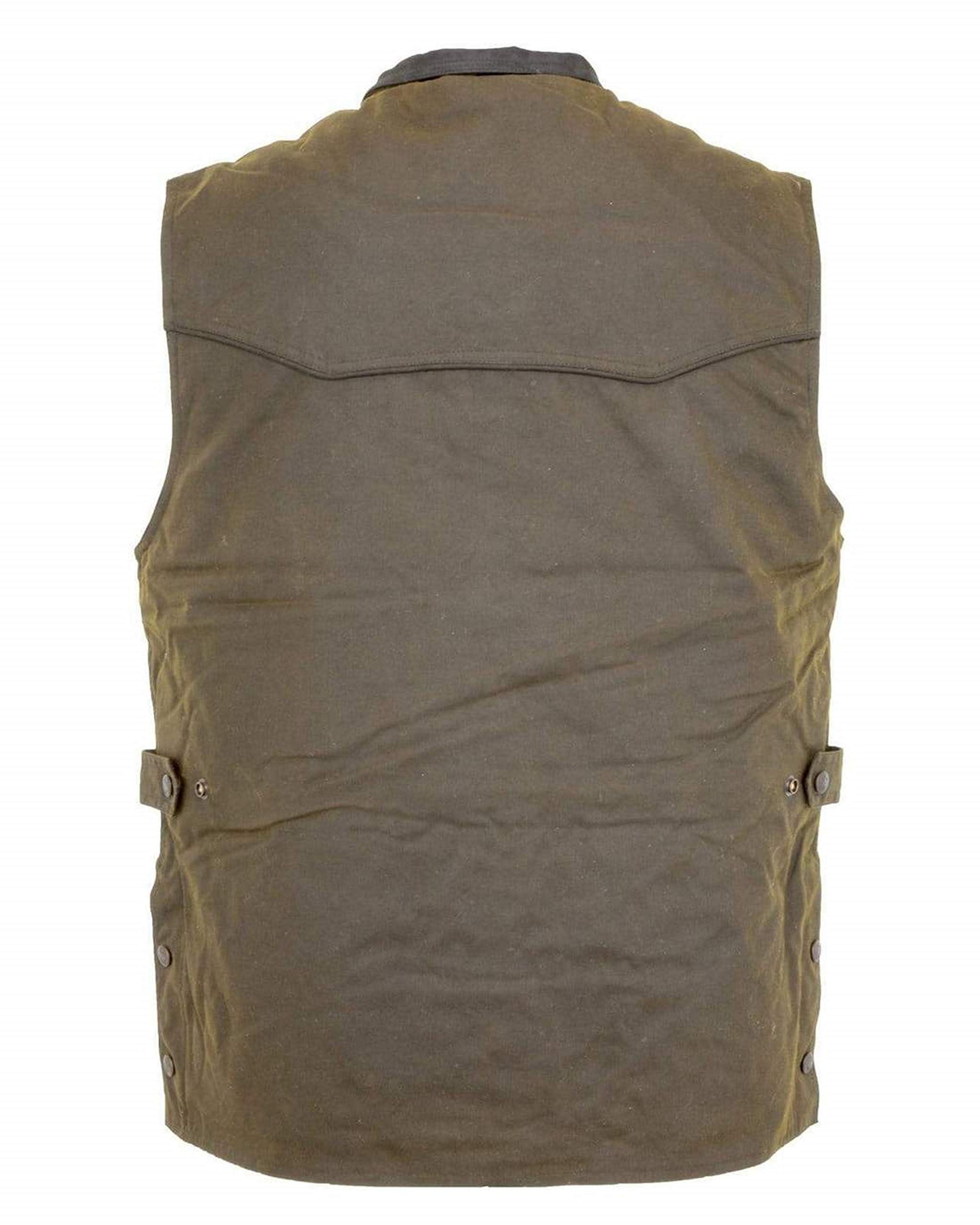 Outback Trading Company Men's 2154 Magnum Waterproof Breathable Fleece Lined Cotton Oilskin Outdoor Vest - Hunting, Fishing & Hiking Gear for All Weather Protection