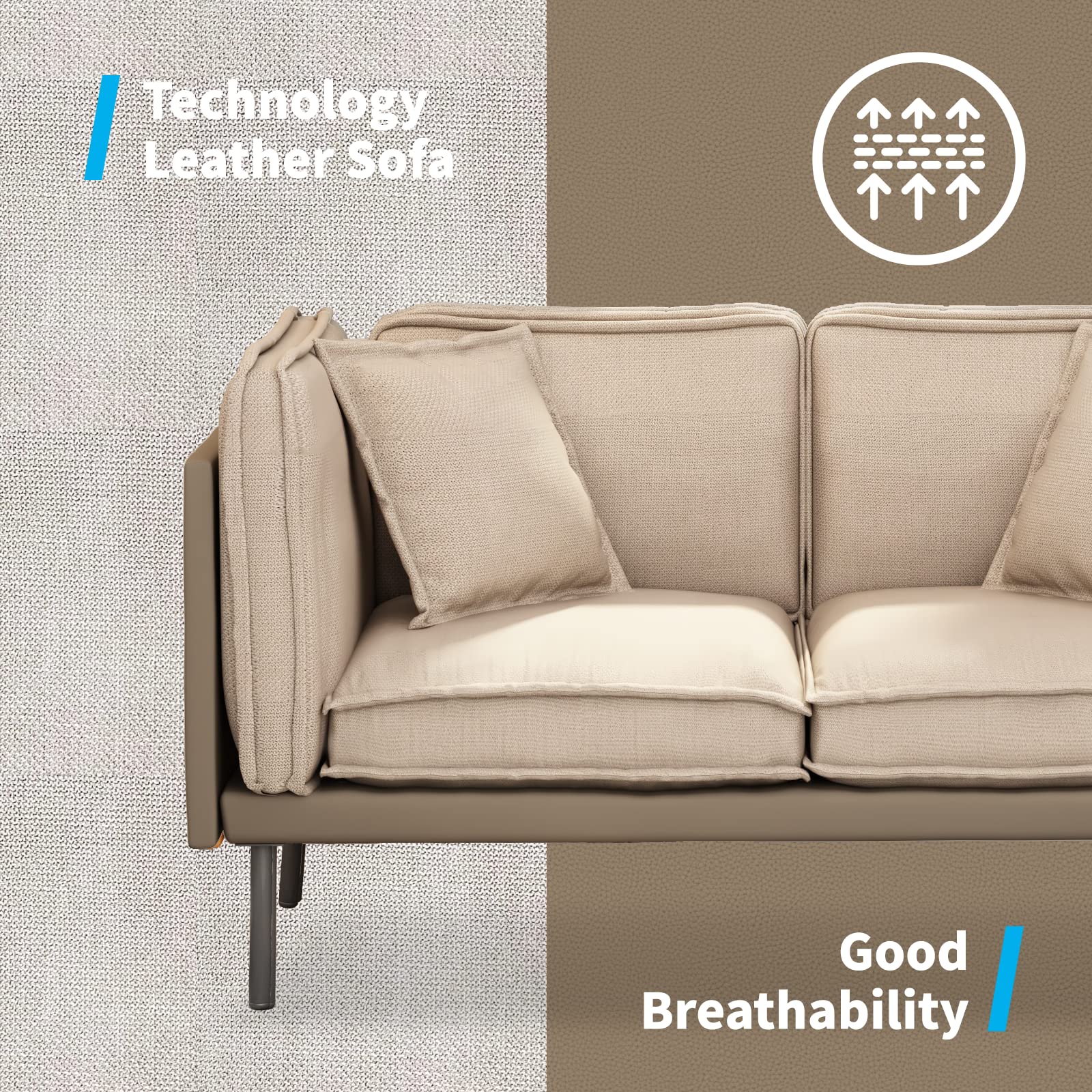 BALUS Loveseat Sofa Couch - Genuine Faux Leather Small Space Furniture for Bedroom & Living Room | Compact Modern Design for Apartments, Dorms & Cozy Spaces