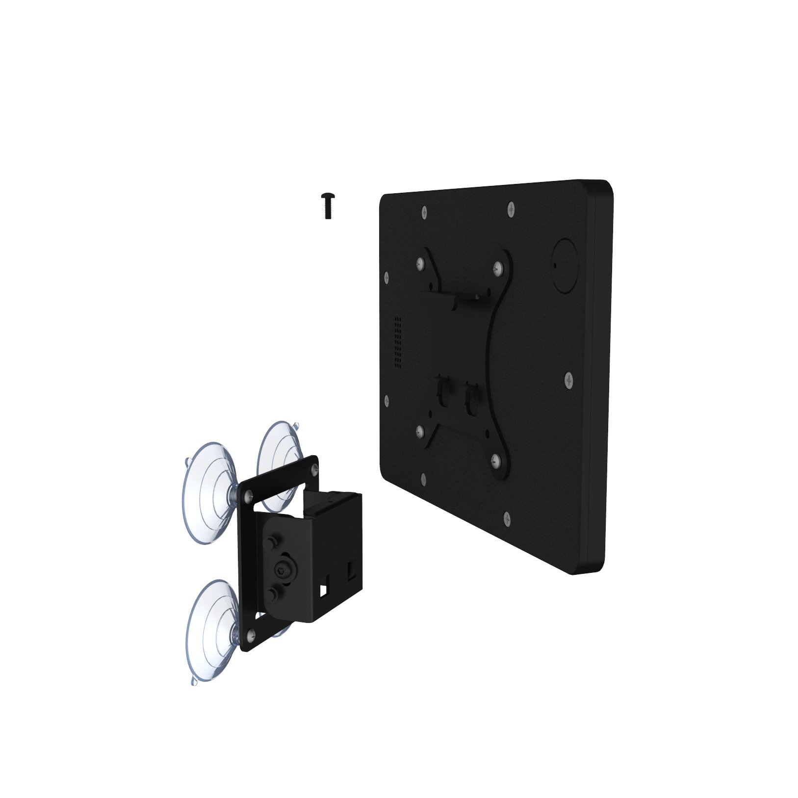 VidaMount Black Home Button Covered Enclosure & Tilting Removable Glass Mount for iPad Mini 1/2/3 - Secure Tablet Stand for Home, Office, and Travel Use