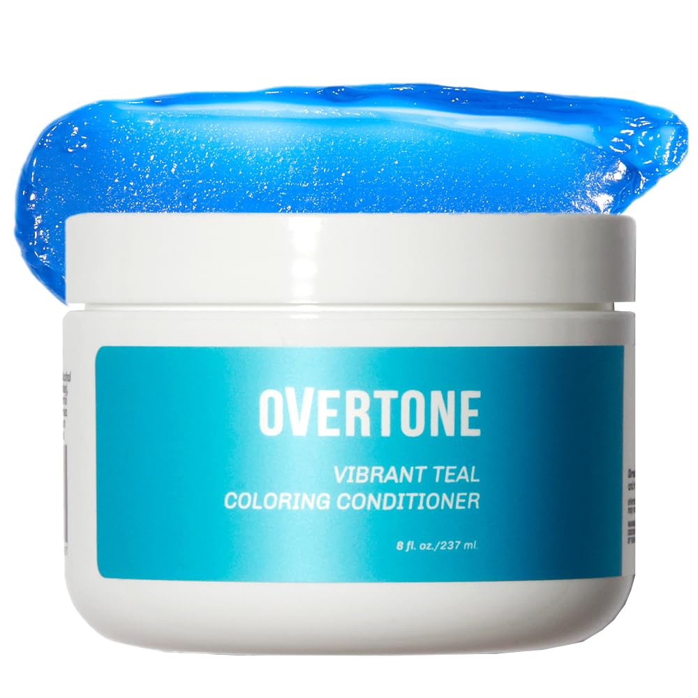 Overtone Semi-Permanent Hair Dye Conditioner - 8oz Vibrant Teal for Natural & Color-Treated Hair - Vegan, Cruelty-Free with Shea Butter & Coconut Oil - Perfect for DIY Hair Coloring at Home & Salon Styling
