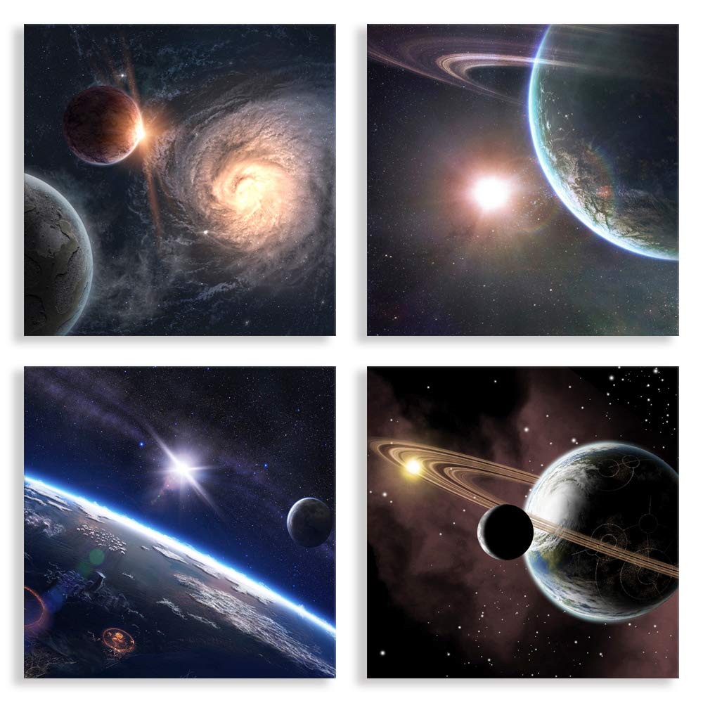 Satellite View Canvas Set - Outer Space Stars Print Galaxy Wall Art Decor for Bedroom & Living Room | Modern Home Decor Universe Artwork | Astronomy Abstract Art for Office & Nursery | Perfect Gift for Space Enthusiasts