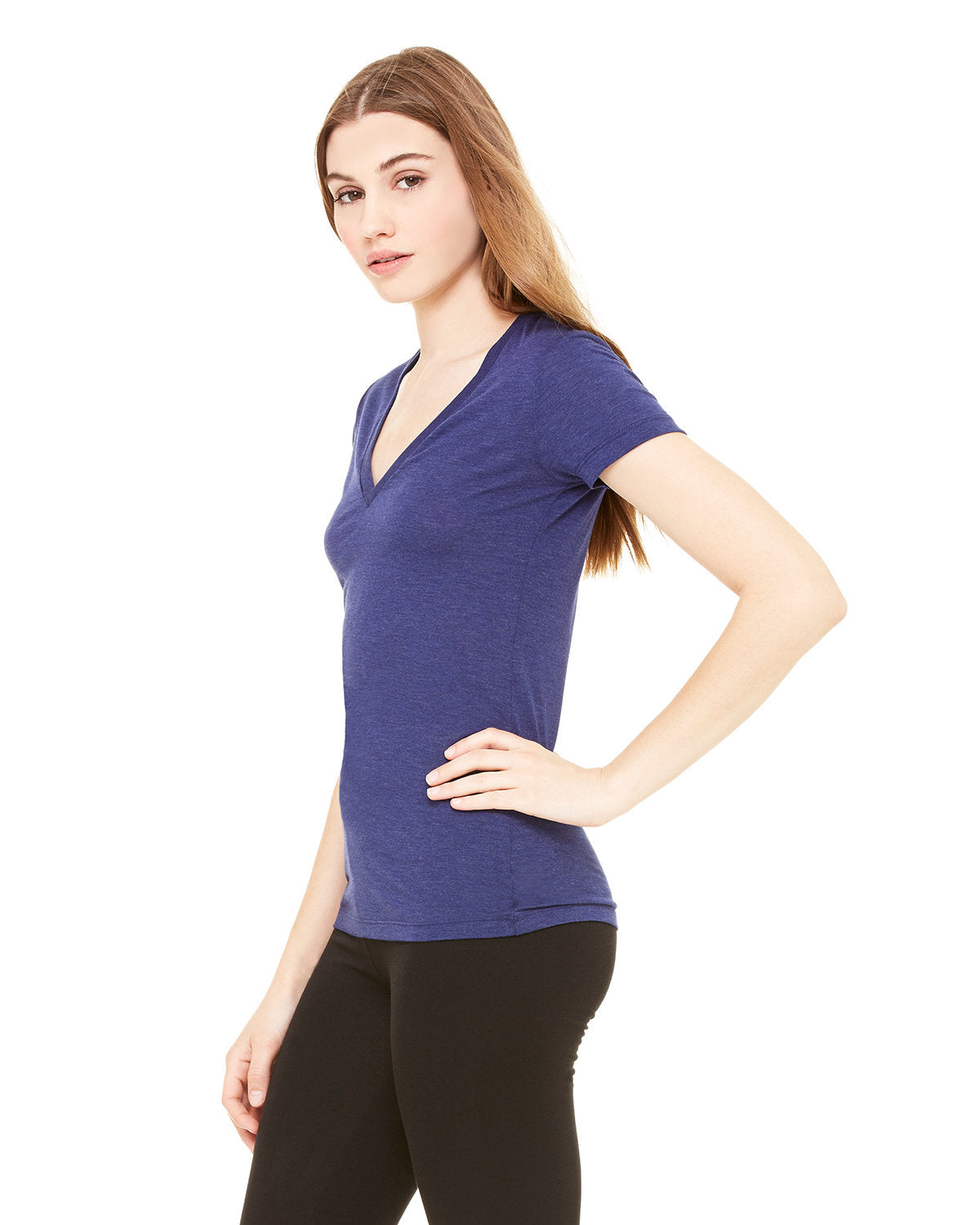Bella + Canvas 8435 Women's Triblend Short Sleeve V-Neck T-Shirt - Soft & Comfortable Casual Tee for Everyday Wear, Gym, and Outfits