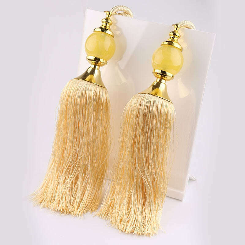 Elegant Kara Poly Jade Ball Tassel Curtain Tieback Holder - Stylish Window Drapes Accessory for Living Room, Bedroom & Home Decor