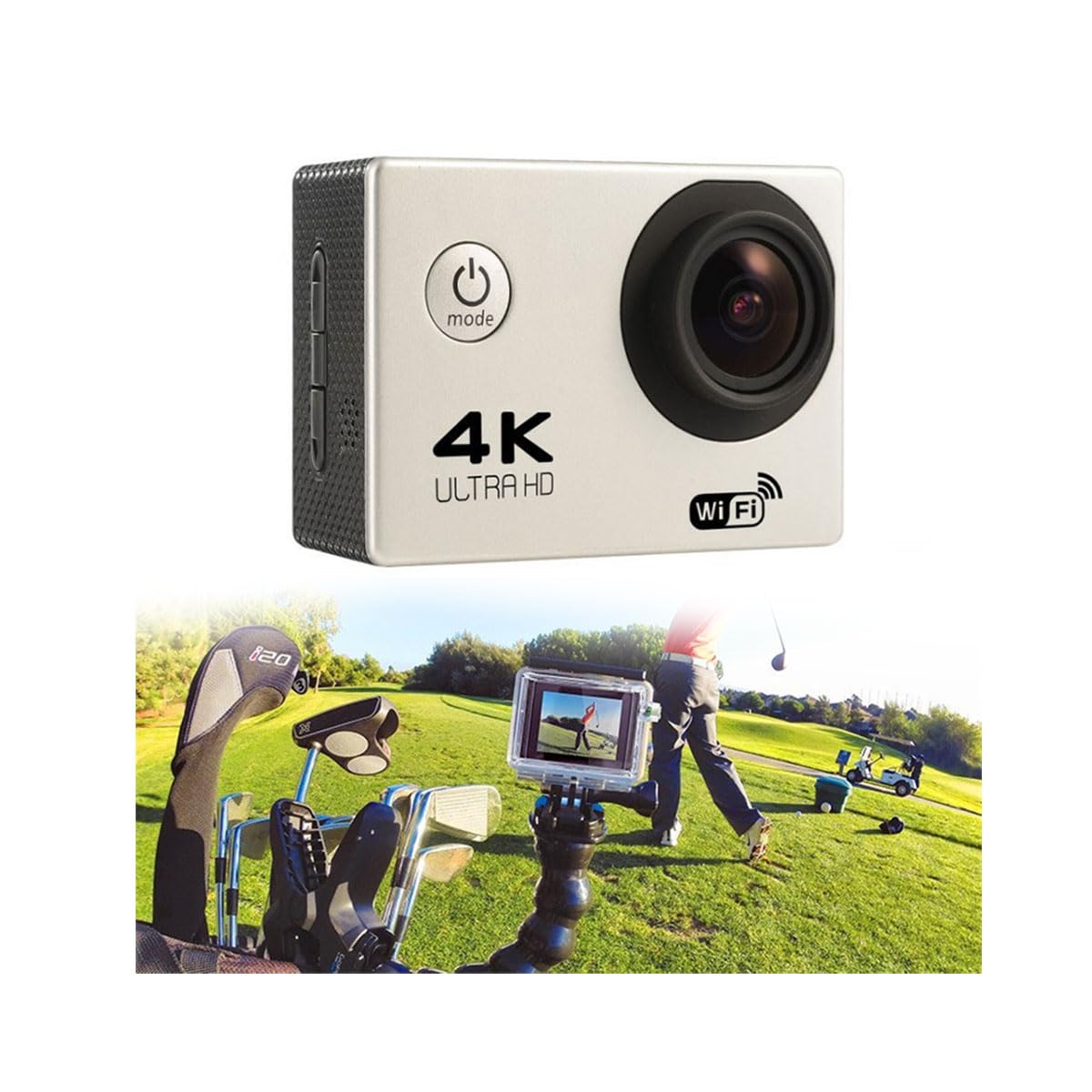 WJPUELUO 4K Action Camera - Waterproof Sports Camera with WiFi & Remote Control, Underwater HD Video for Diving, Surfing, Cycling & Outdoor Adventures - Complete Accessories Kit