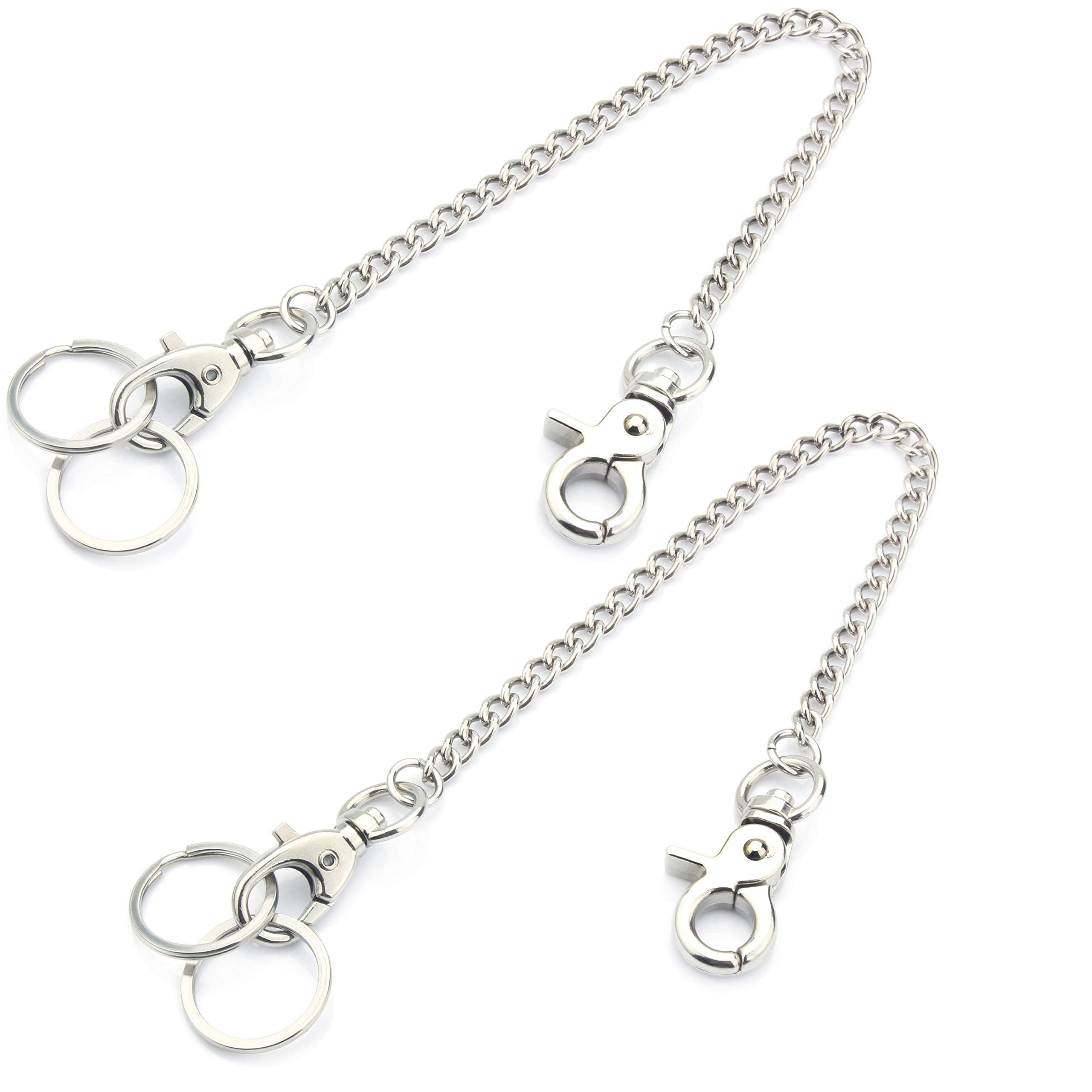 Wisdompro 2 Pack 8 Inch Heavy Duty Wallet Chain with Lobster Clasps & Key Rings - Secure Keychain for Keys, Wallet, Jeans, Pants, Belt Loop, Purse & Handbag - Perfect for Everyday Carry, Motorcycle Riders & Fashion Accessories