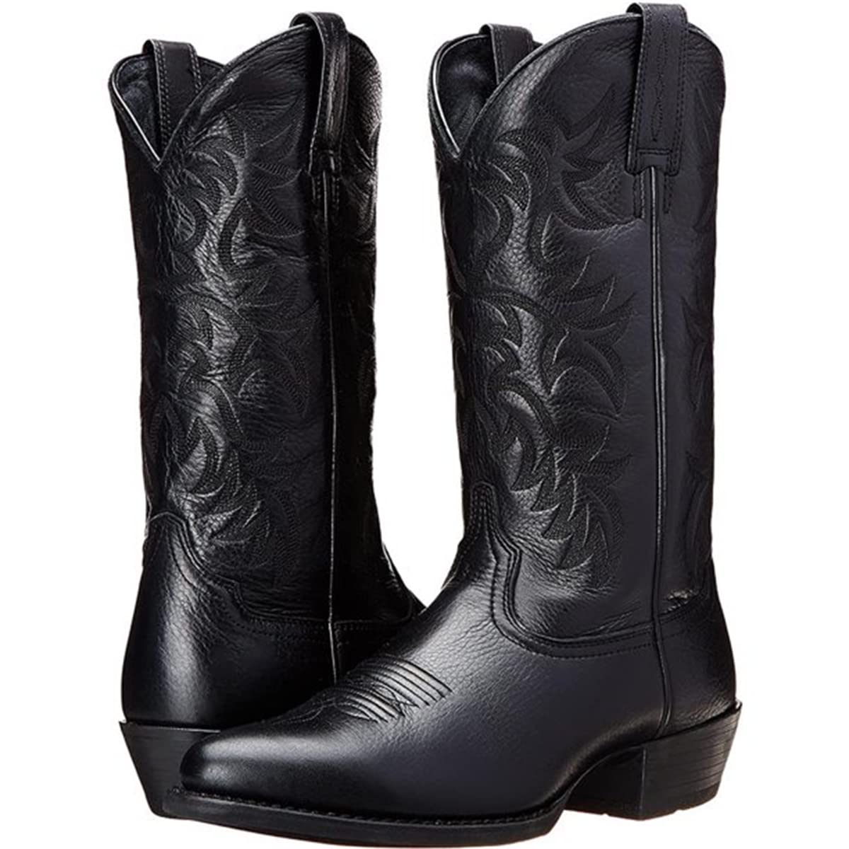 **Men's Lightweight Western Cowboy Boots - Embroidered Leather Mid Calf Pull-On Boots for Country, Motorcycle & Work | Wide Calf Comfort | Perfect for Rodeo, Riding & Casual Wear**