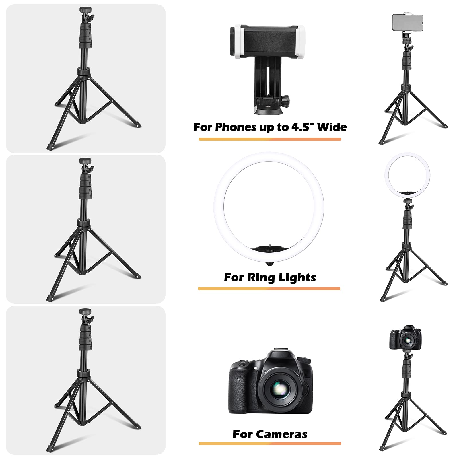 UBeesize 12-Inch LED Ring Light with Adjustable Tripod Stand & Phone Holder - Professional Selfie Lighting for Video Conferencing, Live Streaming, YouTube Videos - Compatible with iPhone, Android Phones & DSLR Cameras - Perfect for Home Office, Beauty Makeup & Content Creation