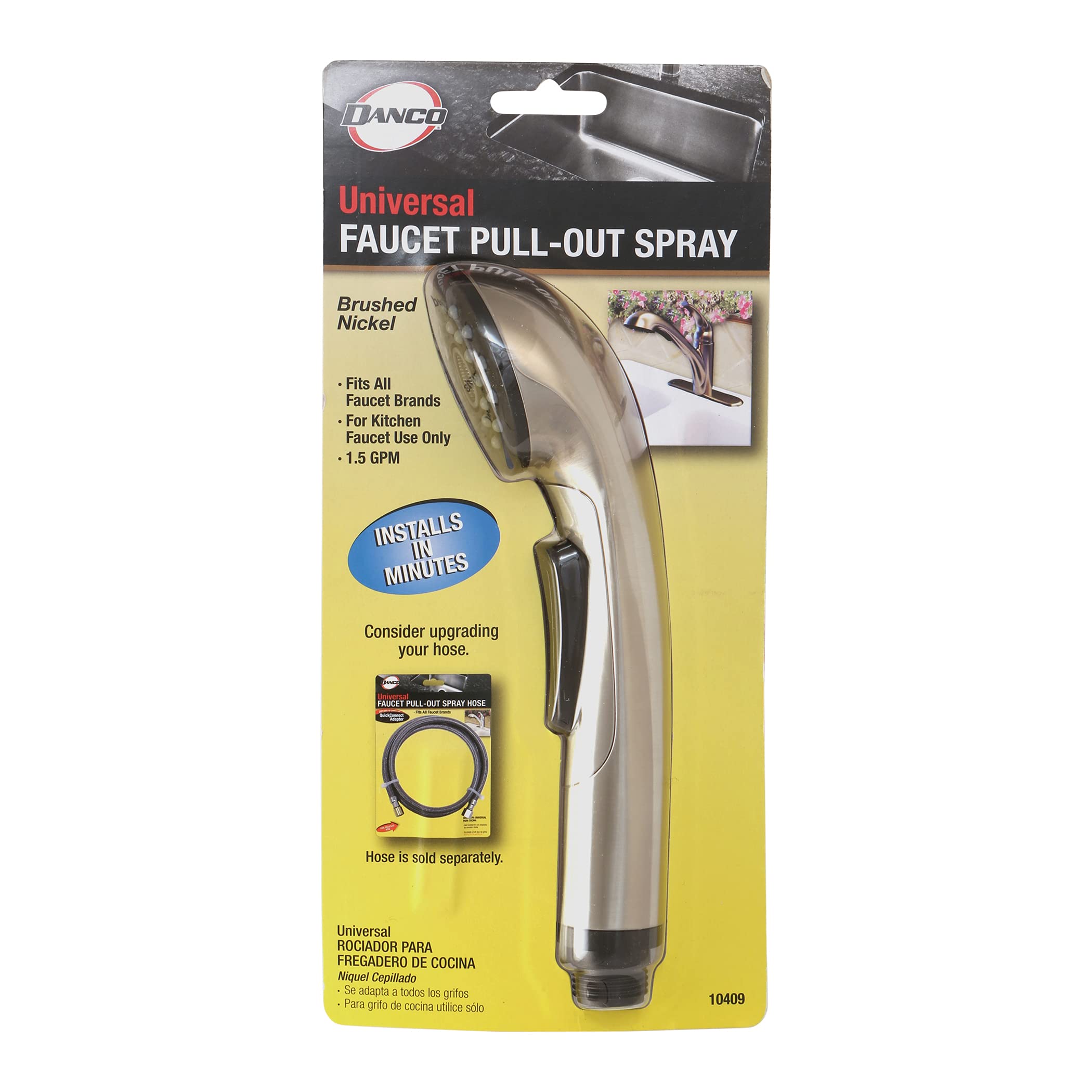 Danco 10409 Pullout Kitchen Faucet Spray Head in Brushed Nickel - Perfect for Sink Sprayer Replacement & Modern Kitchen Upgrades