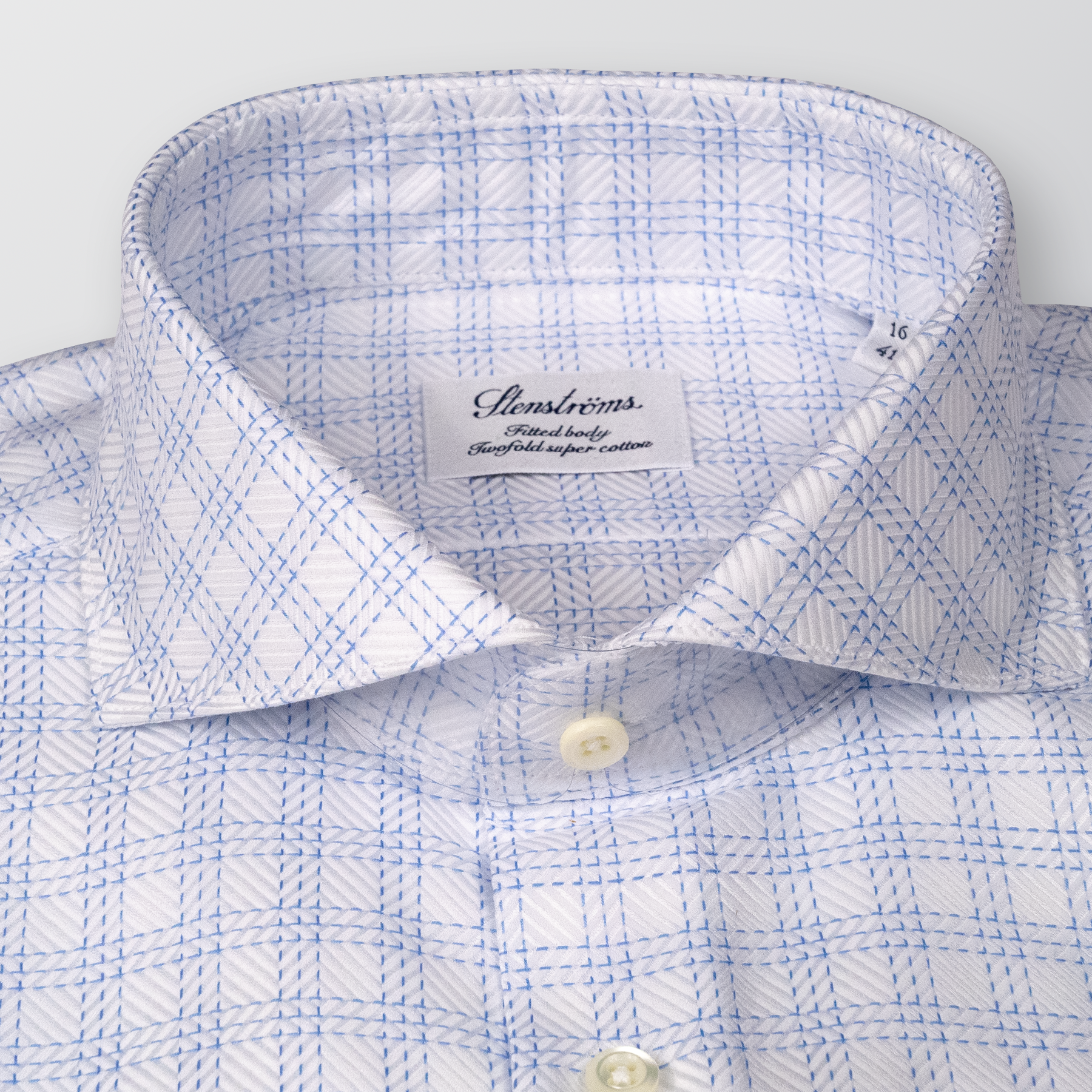 Premium STENSTROMS Blue Plaid Dress Shirt for Men - Classic Slim Fit Formal Business Shirt - Perfect for Office, Weddings & Special Occasions
