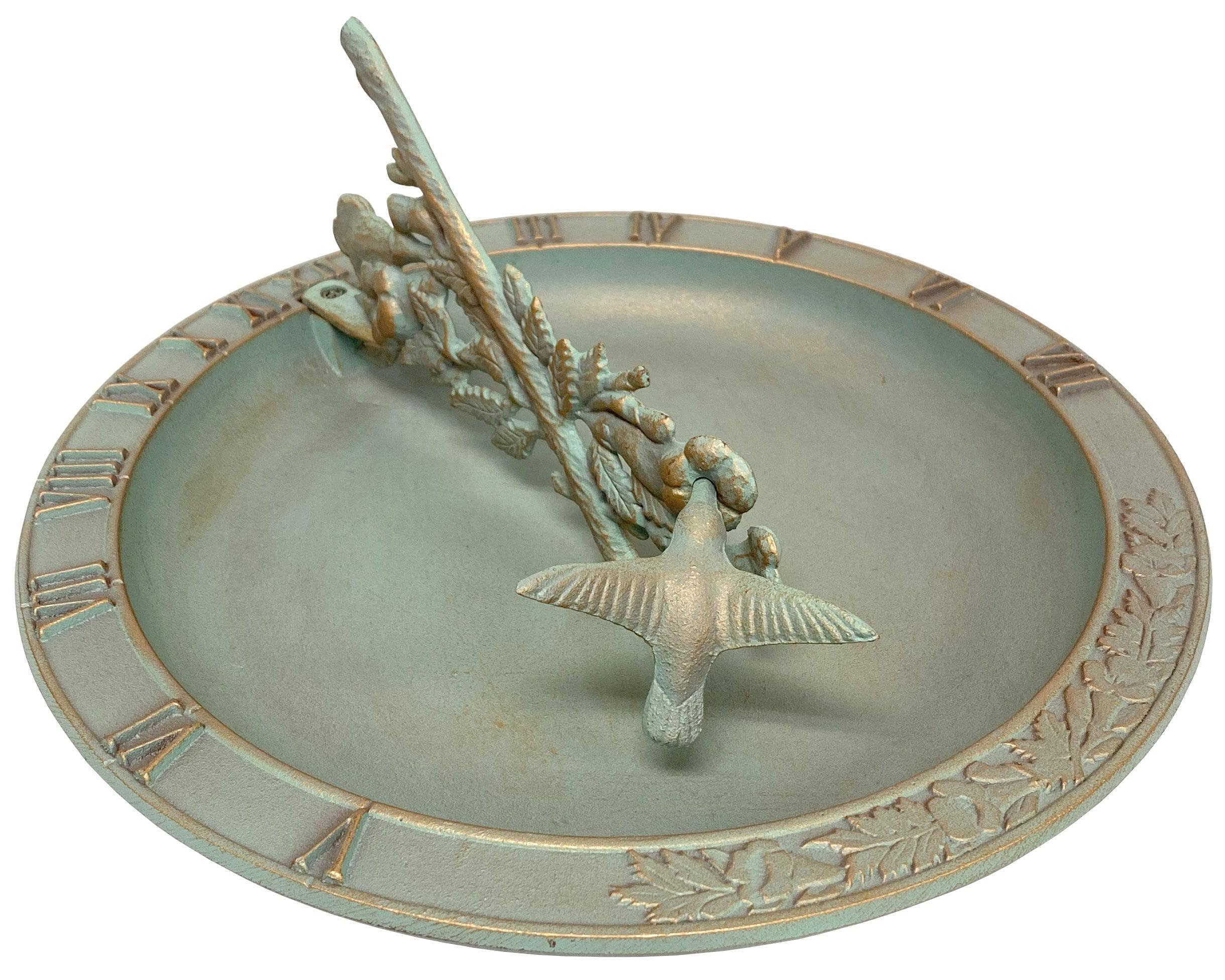 Premium Aluminum Hummingbird Sundial Bird Bath - Elegant Garden Decor for Outdoor Patio, Yard & Bird Watching Enthusiasts