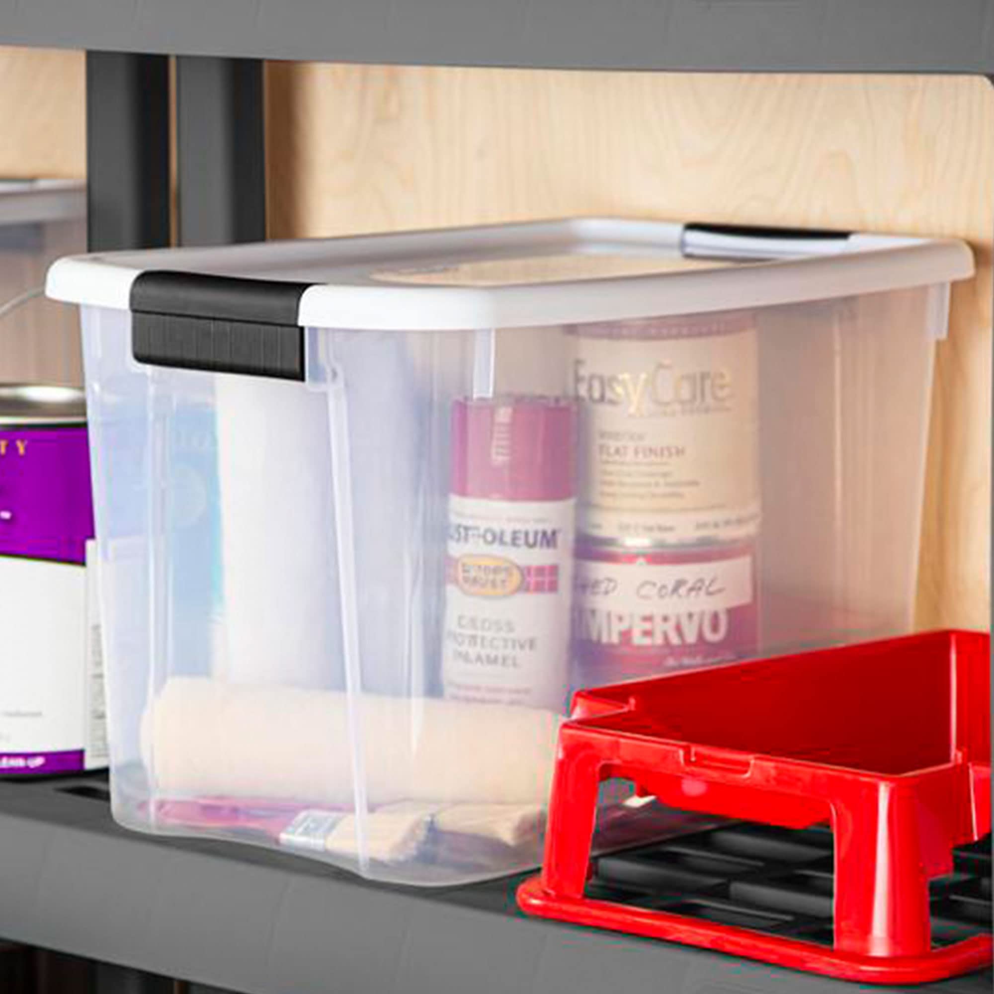 Sterilite 18-Pack 30 Quart Clear Plastic Storage Bins with Secure Latching Lids - Durable Stackable Organizer Containers for Home, Office, Closet & Garage Organization