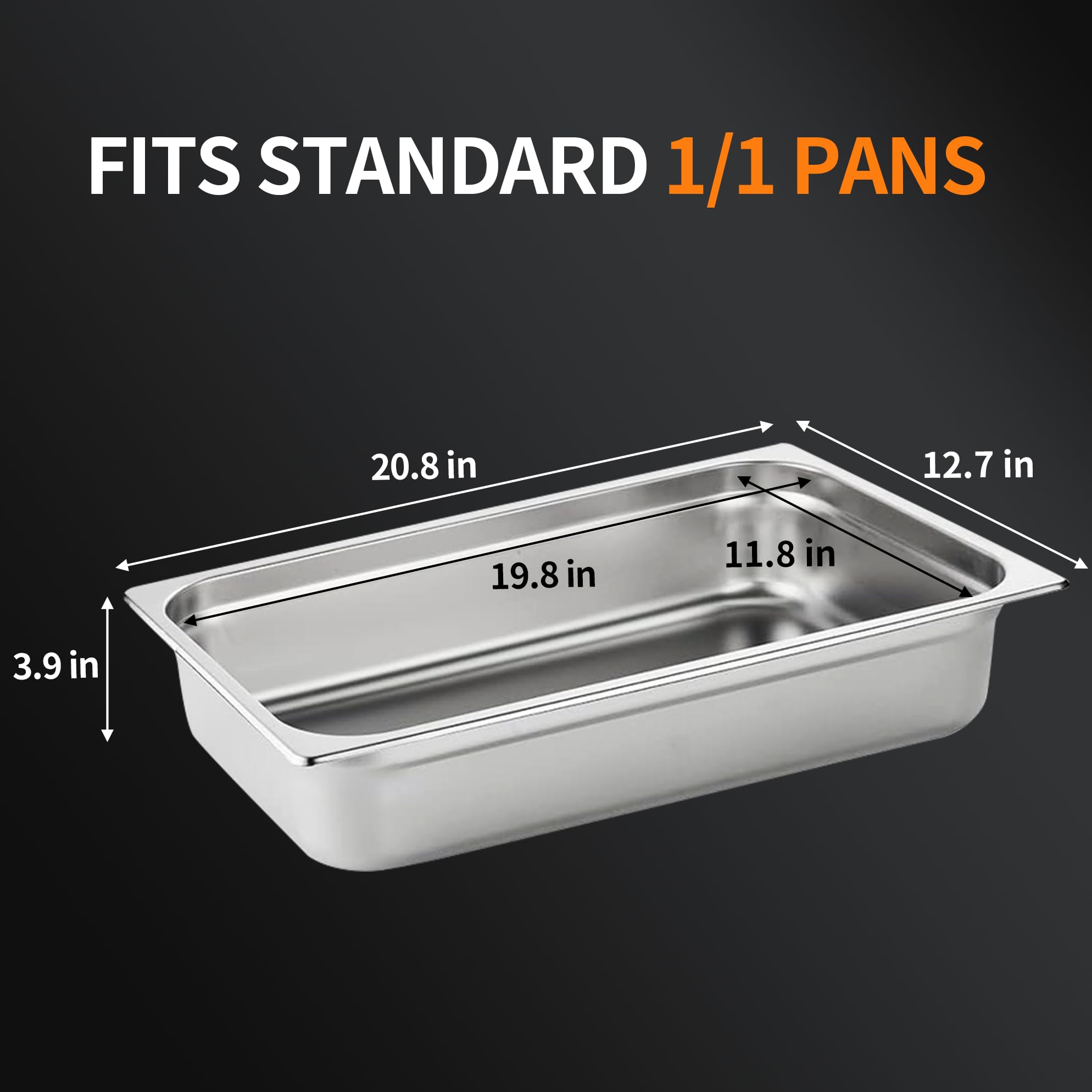 6-Piece Full Size Steam Table Pan Set 4 Inch Deep - Commercial Grade Stainless Steel Food Pans, Dishwasher & Oven Safe - Perfect for Catering, Buffet, Restaurant, Salad Bar & Food Service Industry