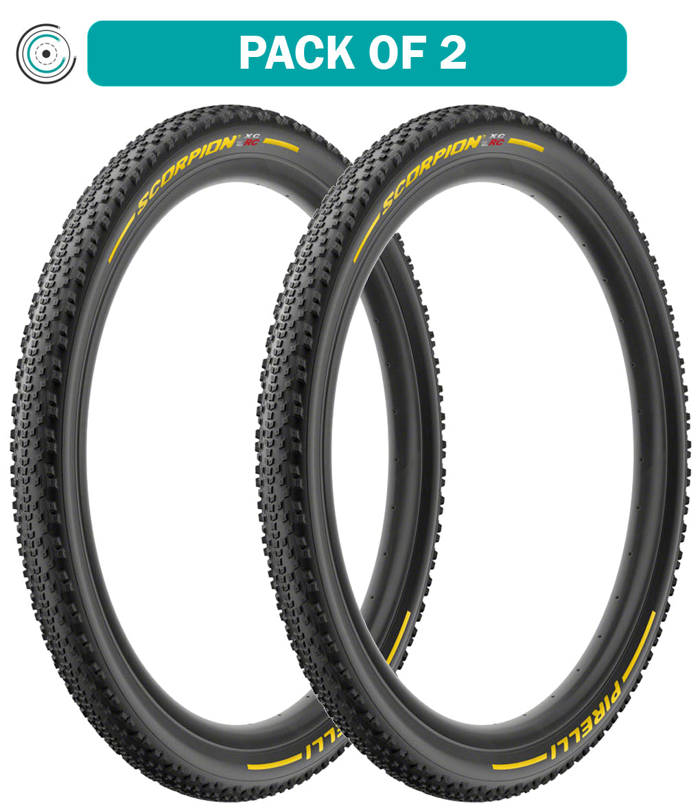 2 Pack Pirelli Scorpion XC RC 29 x 2.4 Tubeless Folding MTB Tires - Yellow Label 4022200 | Mountain Bike Trail & Cross-Country Riding