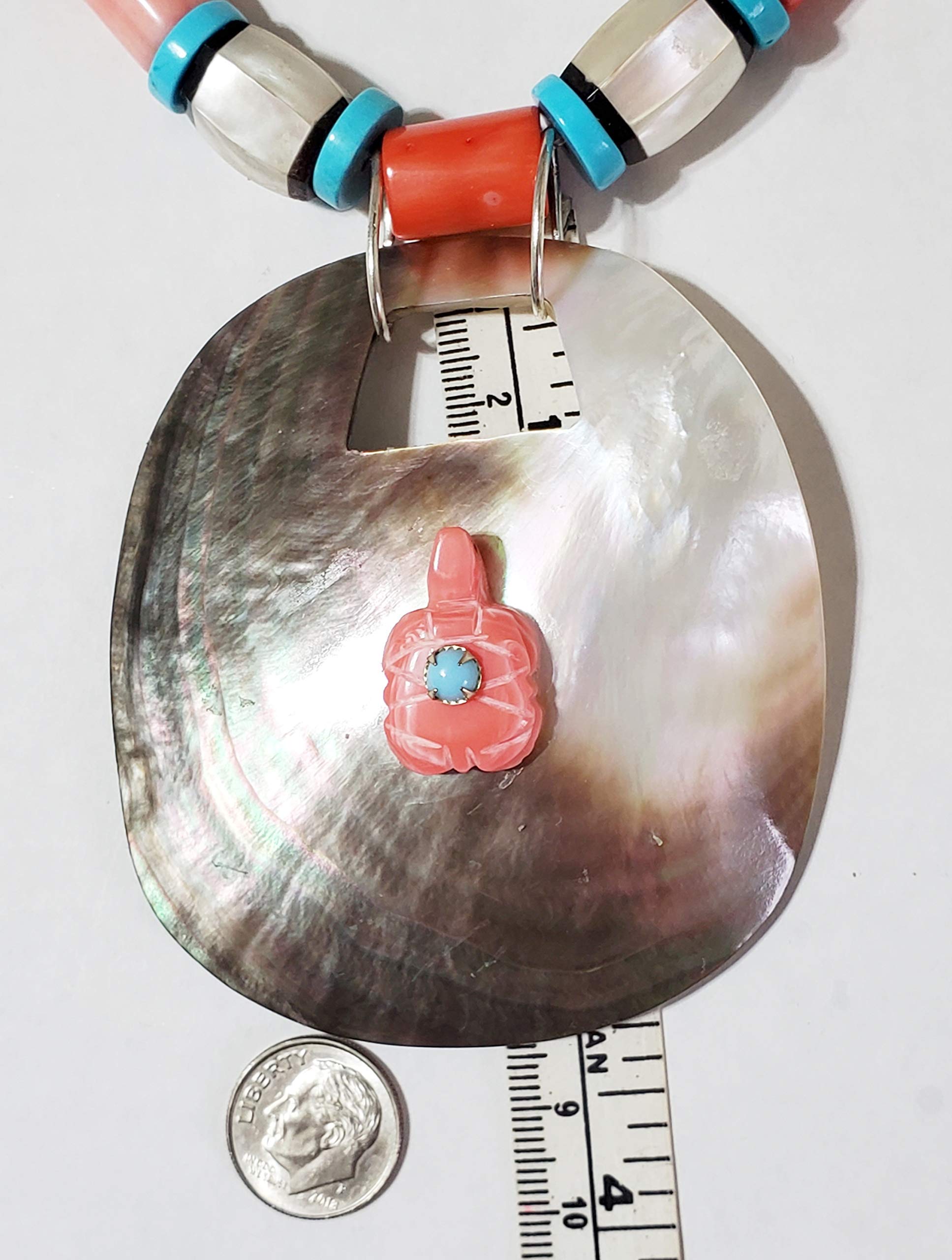 Handmade Black Lip Mother of Pearl Coral Turquoise Turtle Necklace and Earrings Set - Unique Gemstone Jewelry for Women - Perfect for Beach Parties, Boho Fashion & Gift Giving