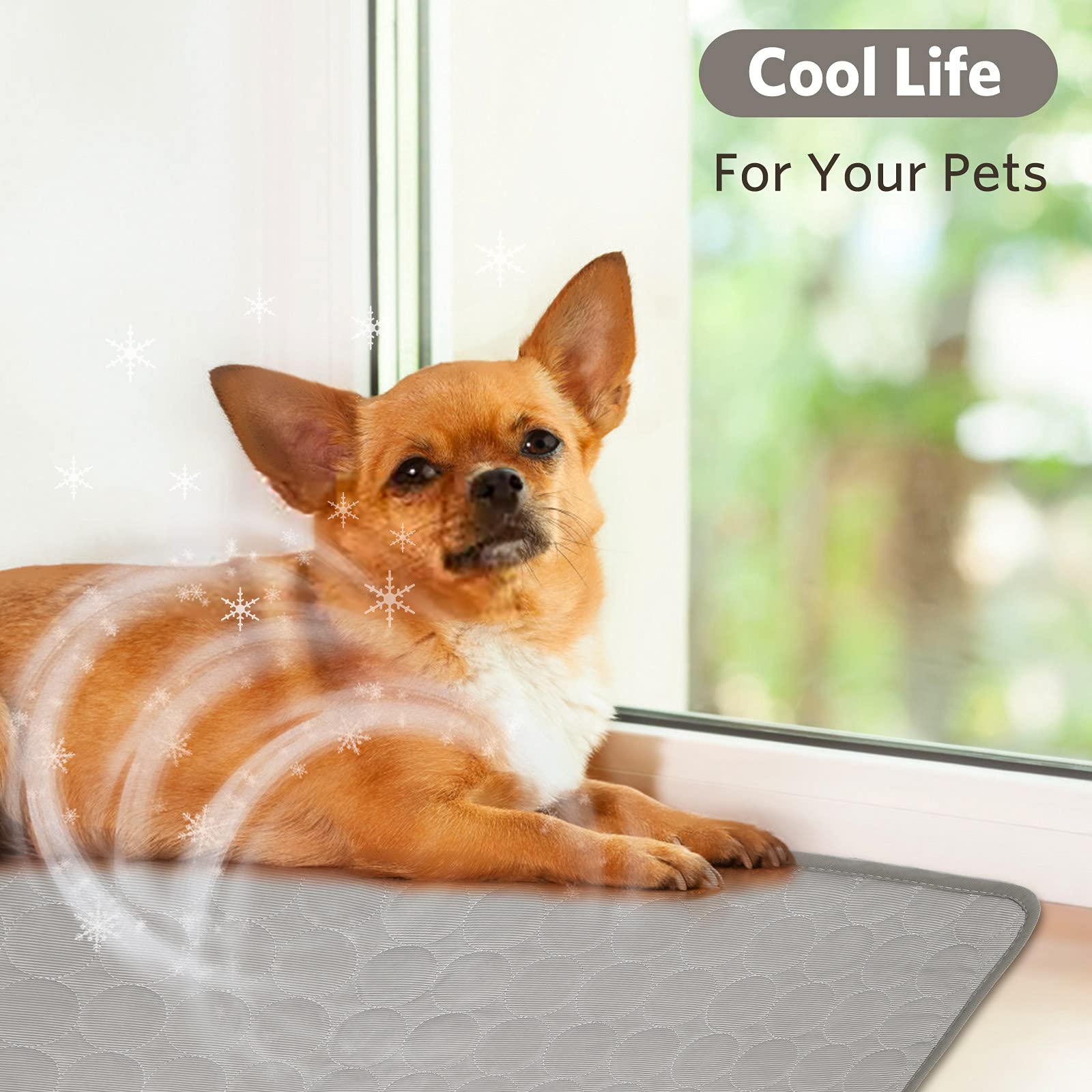 SHEJIZE Cooling Mat for Dogs - Portable & Washable Pet Cooling Pad, Foldable for Travel, Keeps Pets Cool in Summer Heat - Perfect for Outdoor Adventures, Car Rides & Hot Weather Relief