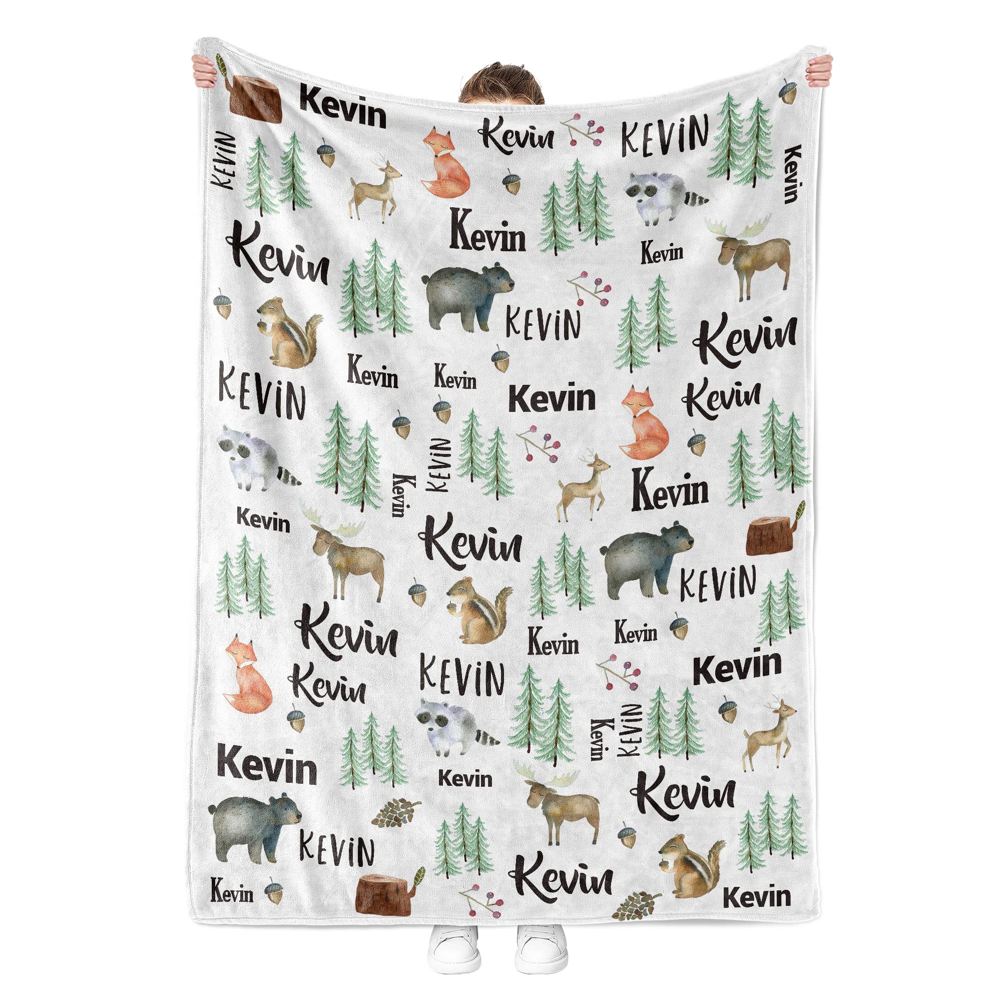 Personalized Woodland Baby Blankets for Boys - Custom Name Embroidered Fleece Blanket | Soft Newborn Gift for Baby Showers, Christenings & Nursery Decor