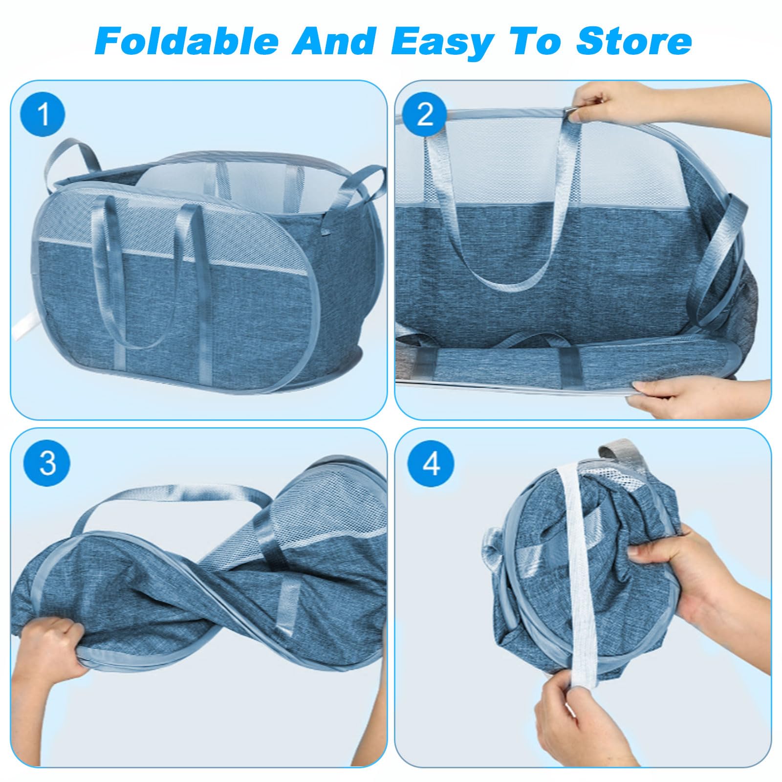 Pop Up Laundry Hamper - Collapsible Mesh Laundry Basket with Durable Handles | Foldable Clothes Hamper for Dorm, Bathroom & Travel | Space Saving Storage Solution for Small Spaces | Perfect for College, Camping & Apartment Living