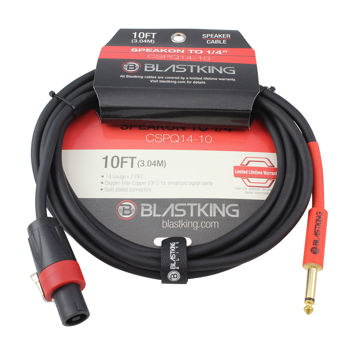 Blastking CSPQ14 10 Speakon to 1/4 Inch Cable 10 Feet - Professional Audio Connector for Live Performances & Studio Recording