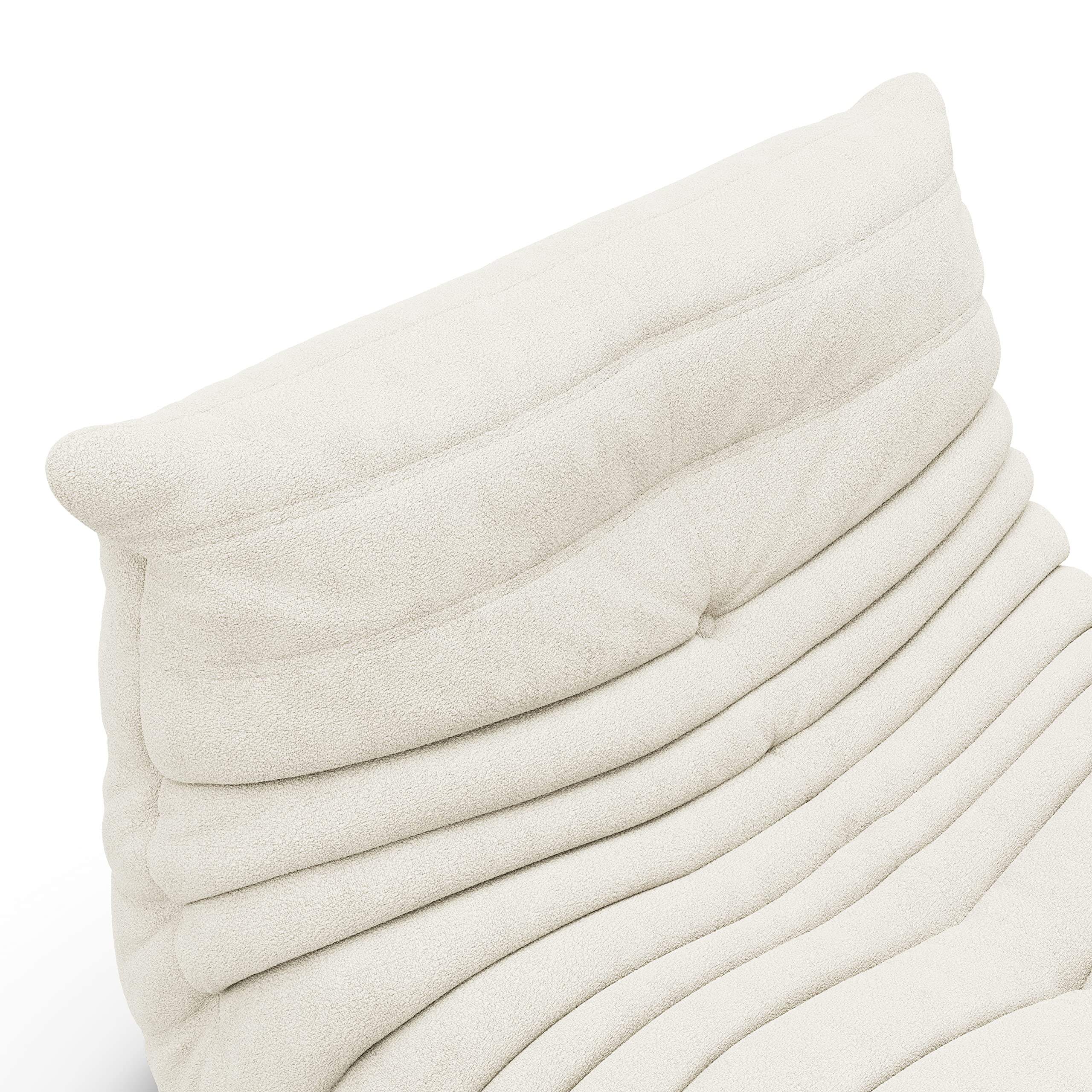 Modern Bean Bag Chair for Adults - Soft Lazy Floor Couch in Mohair White for Living Room & Bedroom