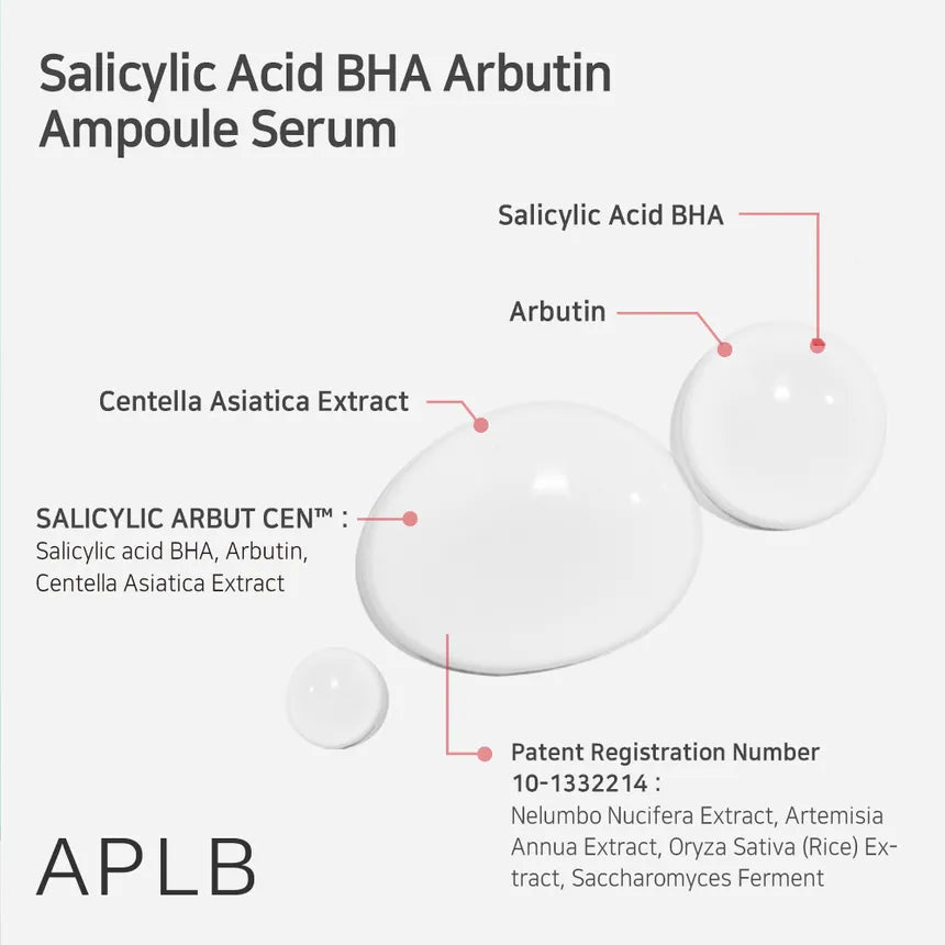 APLB Salicylic Acid BHA & Arbutin Ampoule Serum 40ml - Brightening & Exfoliating Facial Treatment for Acne, Dark Spots & Pores | Korean Skincare for Oily & Combination Skin