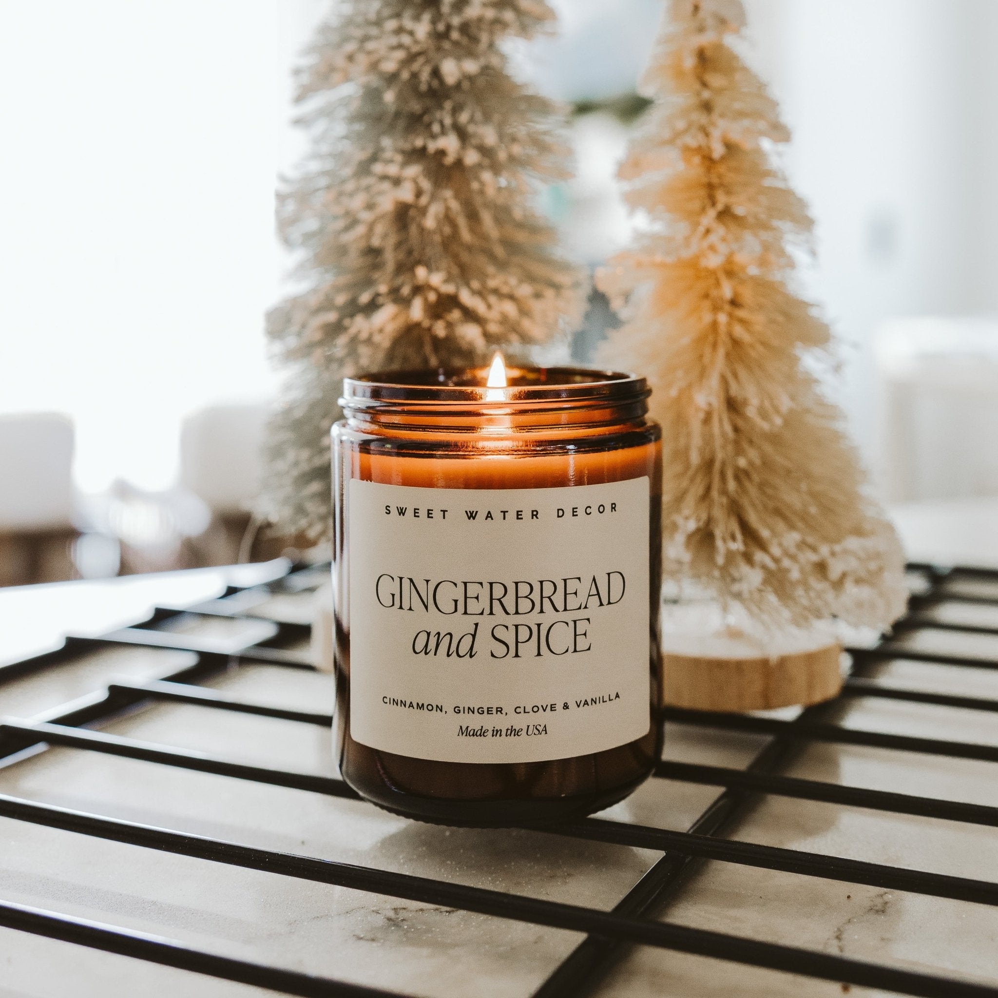 Gingerbread & Spice Scented Amber Jar Candle - Handmade Soy Wax Candle for Christmas, Holidays & Cozy Home Decor
