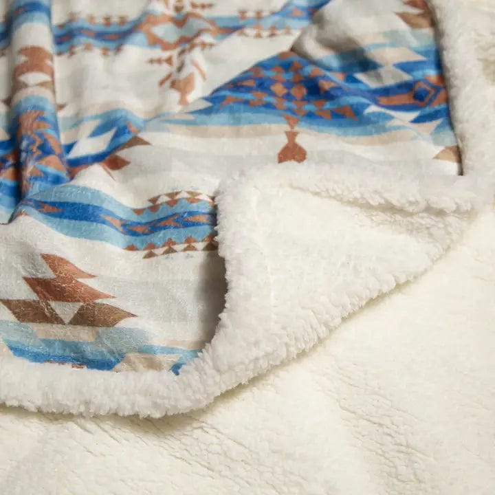 Southwestern Tan Aztec Sherpa Throw Blanket - Soft Cozy Warm Fleece Bedding for Couch, Sofa & Bed - Perfect for Winter, Camping & Home Decor