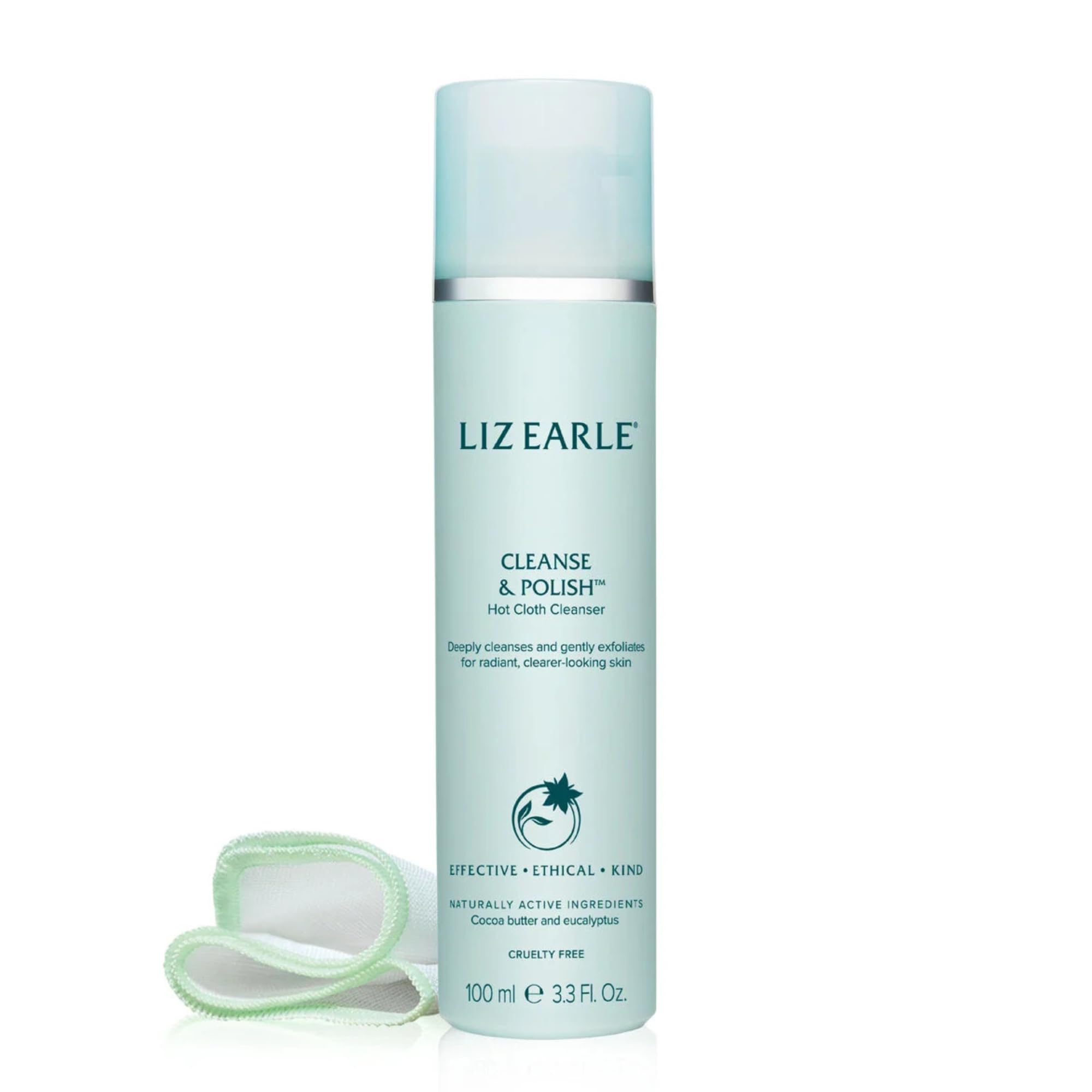 Liz Earle Cleanse & Polish Hot Cloth Face Wash - Gentle Facial Cleanser & Exfoliating Cotton Cloth - Hydrating & Brightening Skincare for Dry & Sensitive Skin - Perfect for Daily Cleansing & Spa-Like Treatment (100ml)