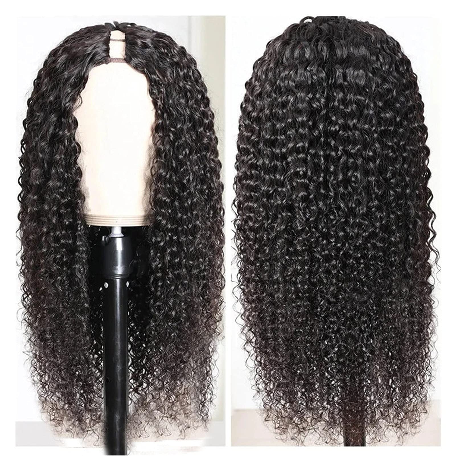 Peruvian Virgin Hair U Part Wig - 22 Inches Kinky Curly Human Hair Wig for Black Women | Natural Color | Perfect for Daily Wear, Parties & Special Occasions