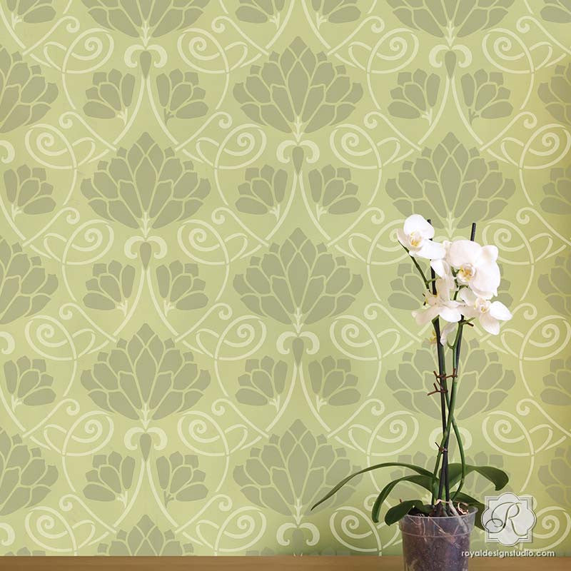 Lotus Paradise Floral Wall Stencil - Reusable DIY Painting Template for Home Decor, Nursery, Bedroom & Living Room Wall Art Projects