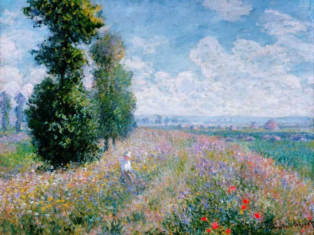 Monet Meadow with Poplars Art Print - 31x42 Inch Fine Art Landscape Painting on Paper, Ready for Framing - Perfect for Living Room, Bedroom & Office Wall Decor