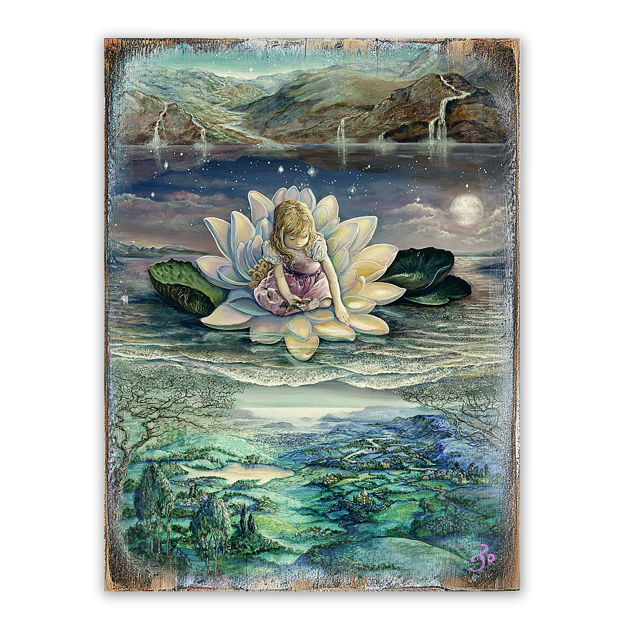 Josephine Wall Horizons Wood Wall Art - Hand Painted Canvas Print for Living Room, Bedroom & Home Decor - Unique Fantasy Artwork for Gifts & Interior Design