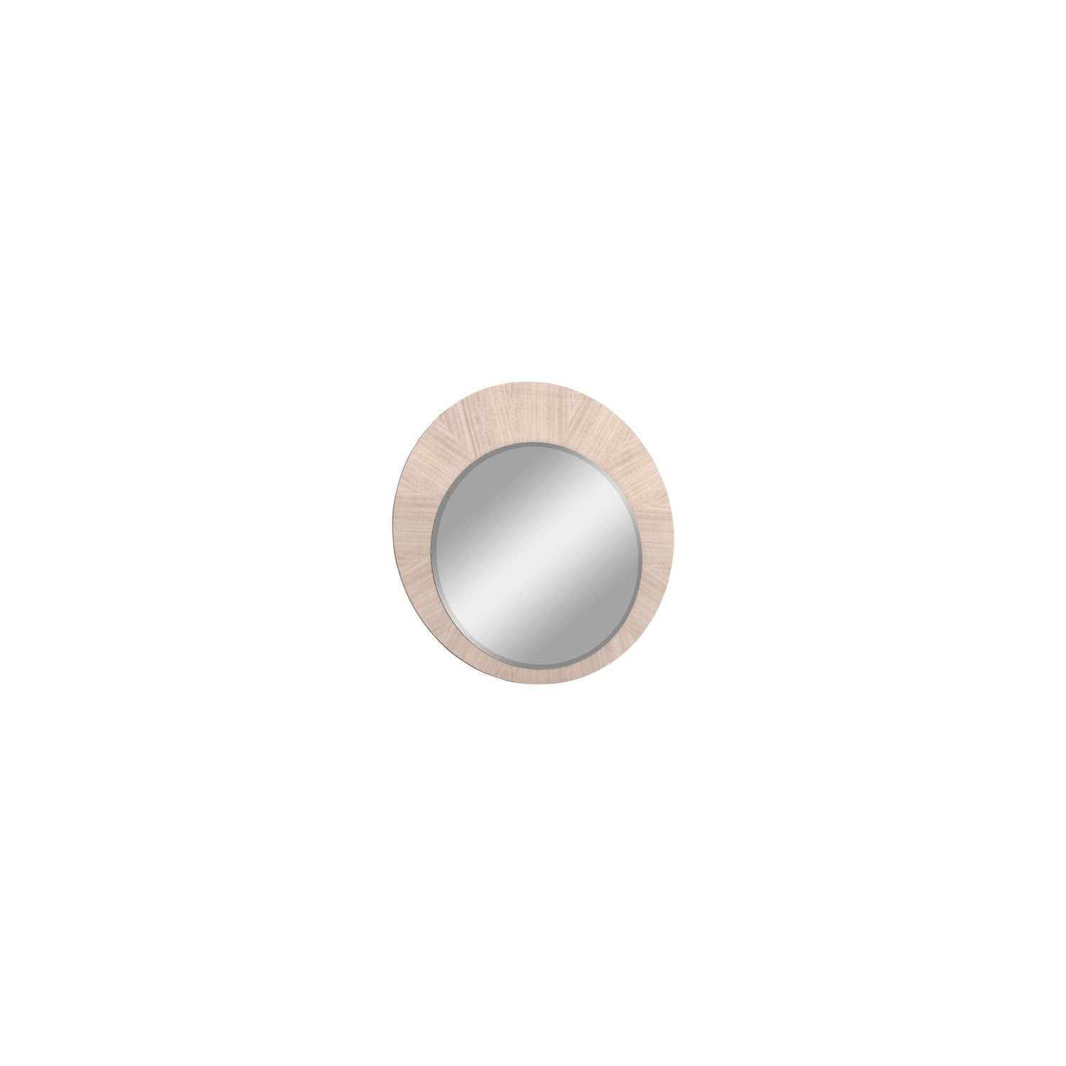 High Gloss Beige Round Wall Mirror - Modern Decorative Waves Design for Living Room, Bedroom & Bathroom Decor