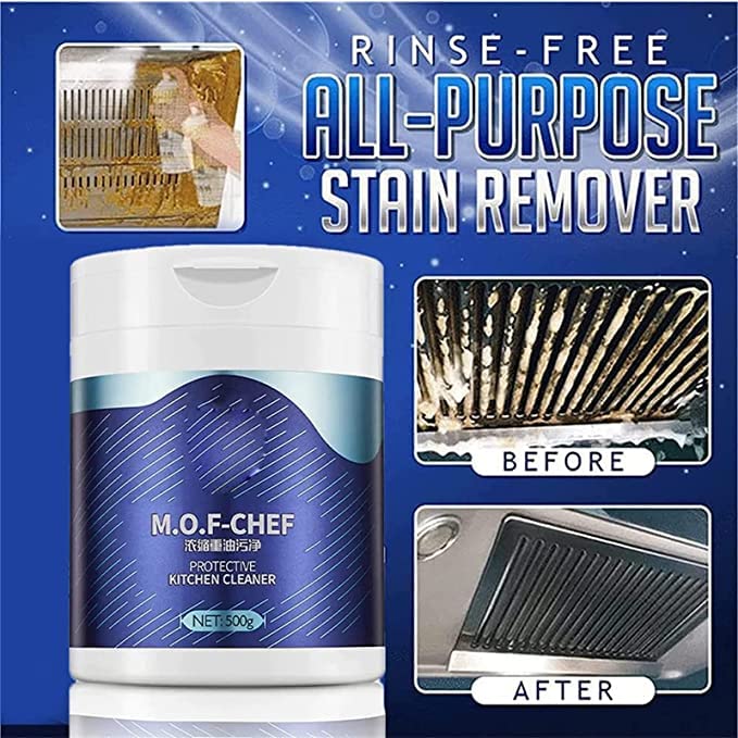 **Mof Chef Cleaner Powder - Heavy Duty Degreaser for Kitchen & Appliances - 17.6oz Bucket - Removes Grease, Stains & Grime - Ideal for Stovetops, Ovens, Grills & More**