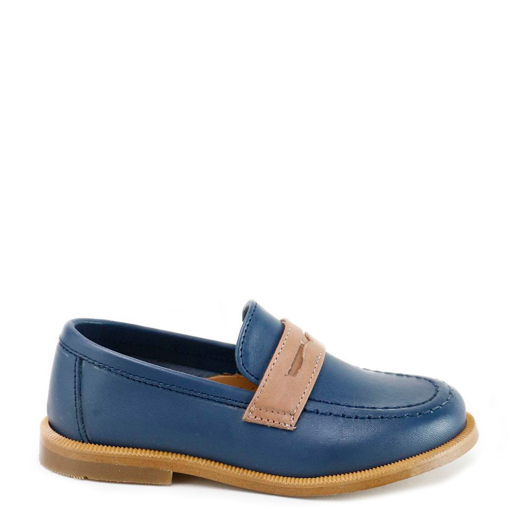 Premium Navy & Camel Penny Loafers for Men - Classic Slip-On Dress Shoes for Business, Office & Casual Wear