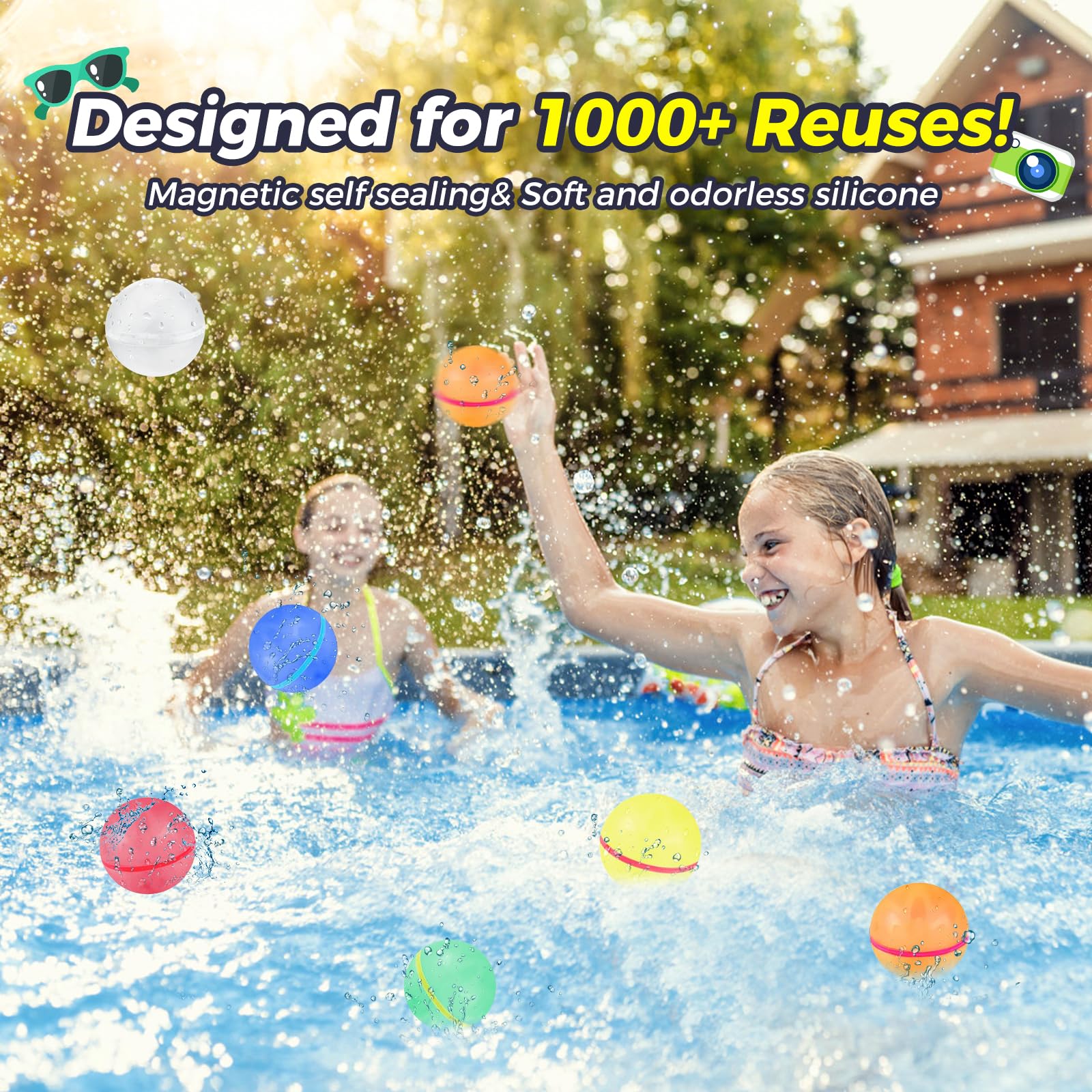 12-Pack Reusable Magnetic Self-Sealing Water Balloons for Kids - Fun Pool & Beach Toys for Boys and Girls - Summer Outdoor Water Games - Perfect Birthday Gifts for Children (Great for Backyard Parties, Water Fights, and Summer Camp Activities)