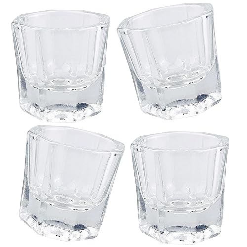 Syorica 4-Piece Clear Acrylic Nail Art Dappen Dish Set - Glass Liquid Holder & Powder Bowl for Professional Nail Extensions & Manicures | Perfect for Salon, Home DIY Nail Art & Acrylic Powder Mixing