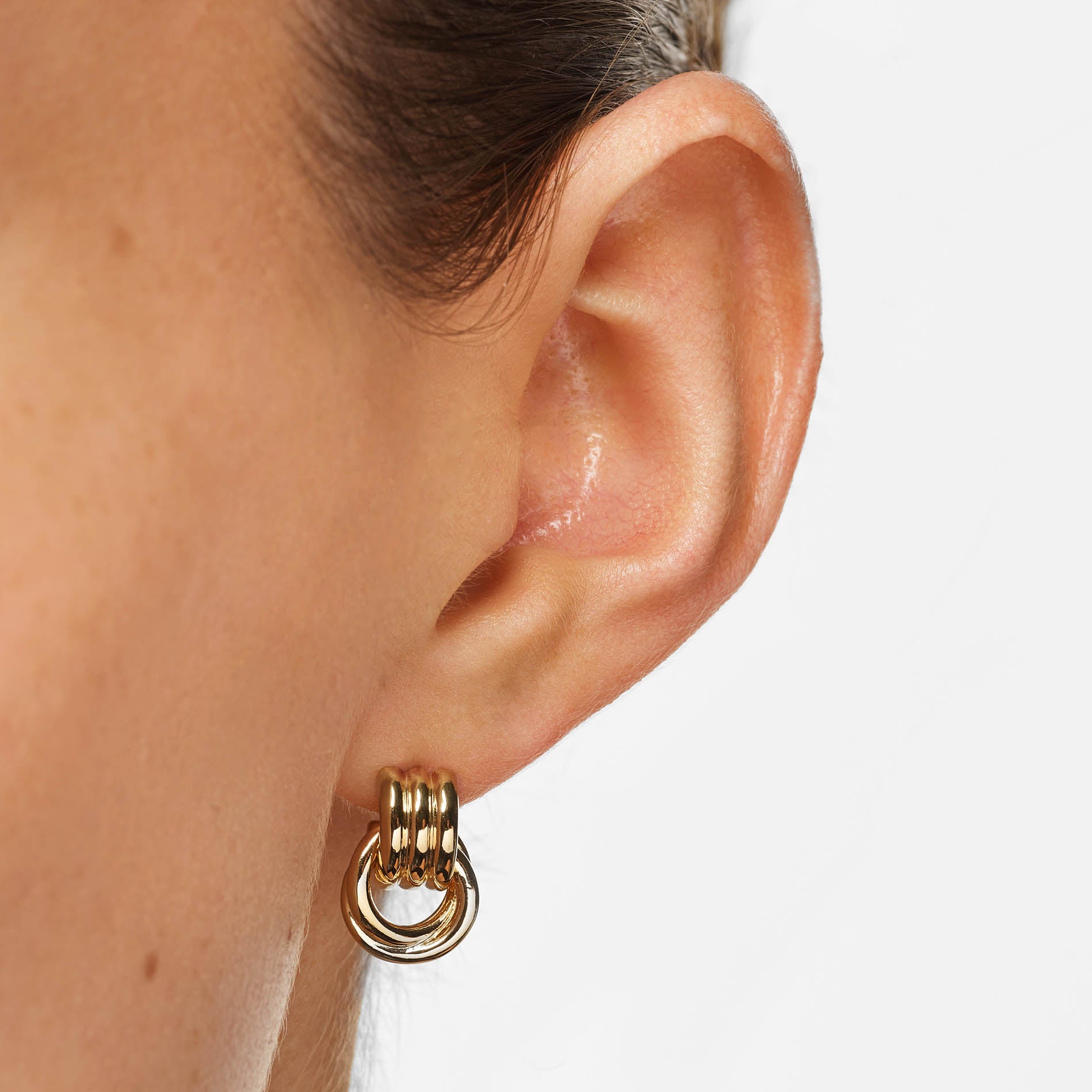 Gold Trio Knot Doorknocker Earrings - Elegant Dangle Earrings for Women, Perfect for Parties, Weddings & Everyday Wear