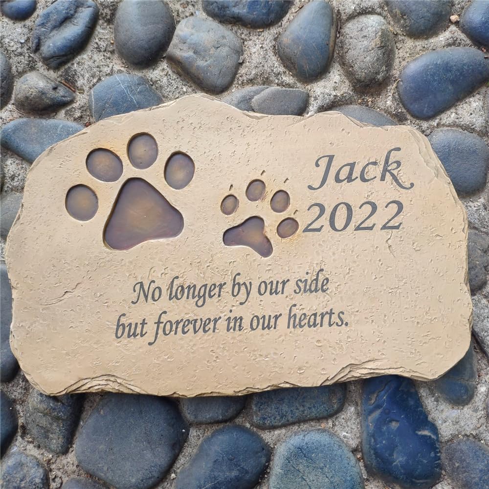 Personalized Pet Memorial Stones - Custom Engraved Dog & Cat Grave Markers with Name & Quote, Garden Memorial Stones for Pet Loss, Heartfelt Tribute for Beloved Pets - Perfect for Backyard Memorials, Pet Cemeteries & Healing Gardens