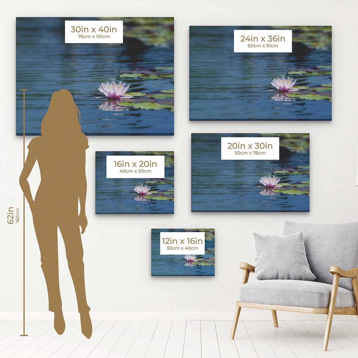 Blue Lotus Wall Art Canvas Print - Modern Home Decor for Living Room, Bedroom & Office - 9427
