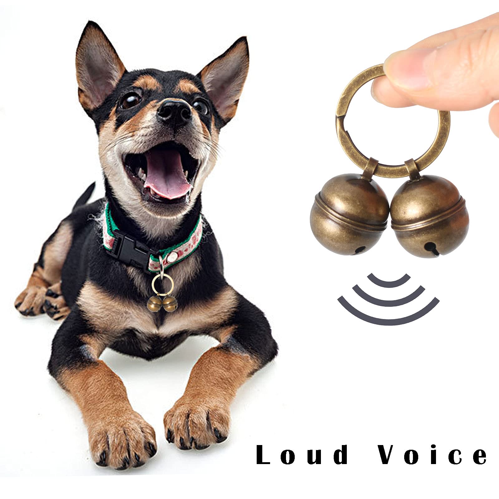 Pure Copper Bells for Dog & Cat Collars with Snap Clips - Rustproof, Clear Sound Pet Safety Bell - Save Birds & Wildlife - Perfect for Outdoor Walks, Hiking & Tracking Pets