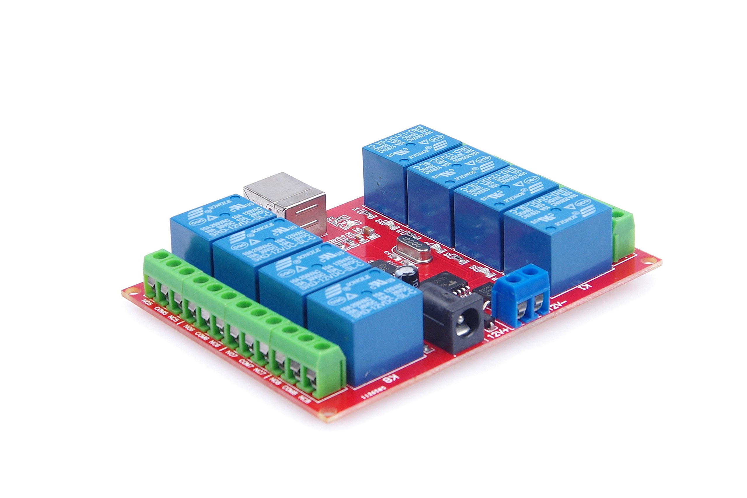 12V 8 Channel USB Relay Module - Programmable Computer Control Switch for PC, Driver & Intelligent Controller (Pack of 20) - Perfect for Home Automation, IoT Projects & Industrial Control Systems