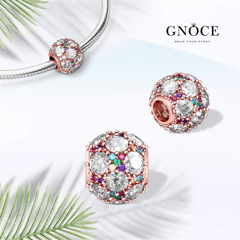 GNOCE 925 Sterling Silver Snake Chain Charm Bracelet for Women - Flower Clusters & Colorful Beads with Secure Clasp | Elegant Gift for Birthday, Anniversary & Everyday Wear