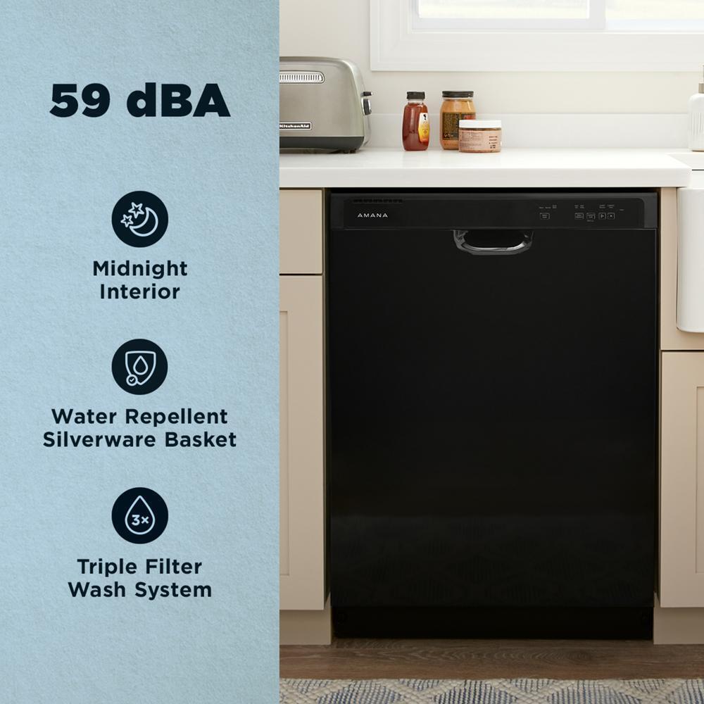 Amana ADFS2524RB 24-Inch Built-In Dishwasher with Midnight Black Interior - Quiet Operation, Energy Efficient, Perfect for Kitchens and Small Spaces