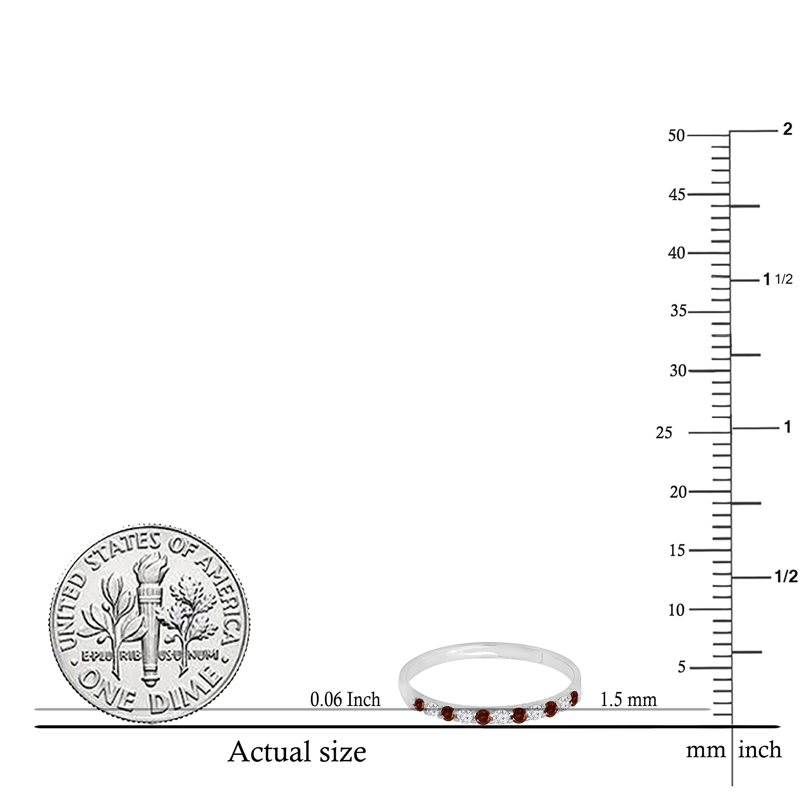 14K Solid Gold Stackable Wedding Band for Women - Round Garnet & White Diamond Ring | Dazzlingrock Collection | Perfect for Bridal Sets, Anniversary Gifts & Everyday Elegance